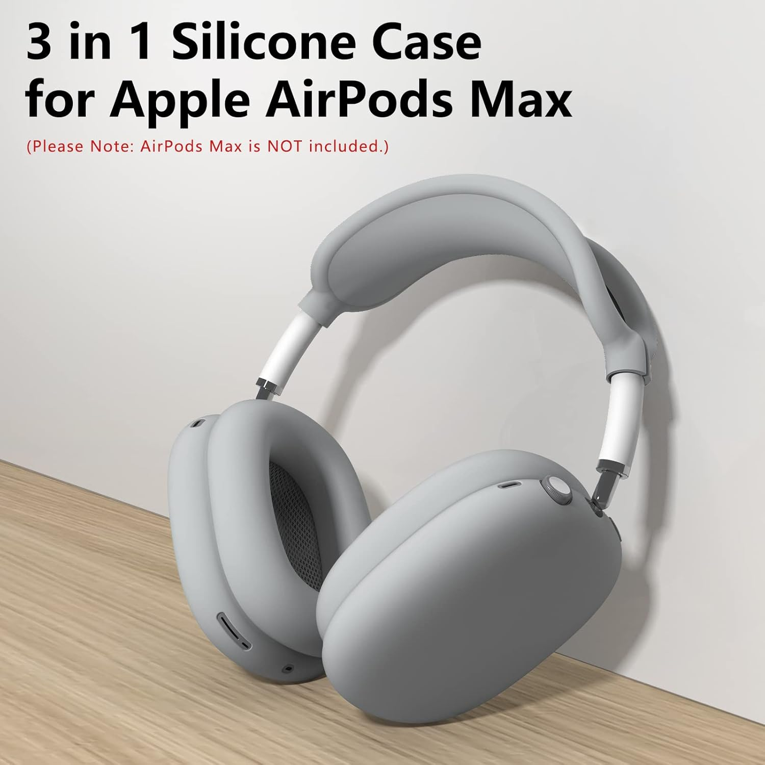 Silicone Case Cover for Airpods Max Headphones, Anti-Scratch Ear Pad Case Cover/Ear Cups Cover/Headband Cover for Airpods Max, Accessories Soft Silicone Skin Protector for Apple Airpods Max (Gray) image number 5
