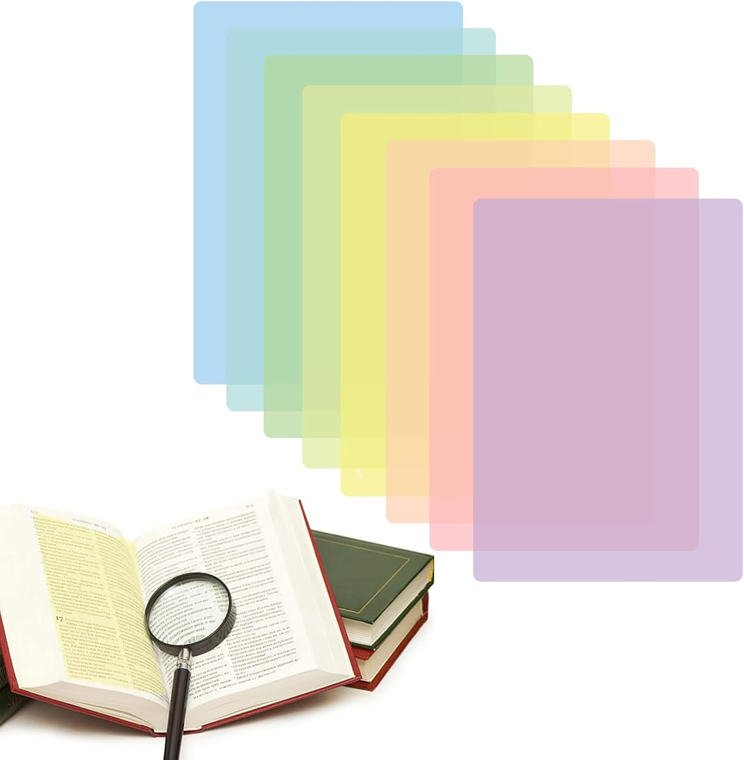 8 Pack Dyslexia Overlays - A4 Colour Overlays for Dyslexia Reading Aids, Irlens Syndrome,And ADHD and Visual Stress Specialists image number 1