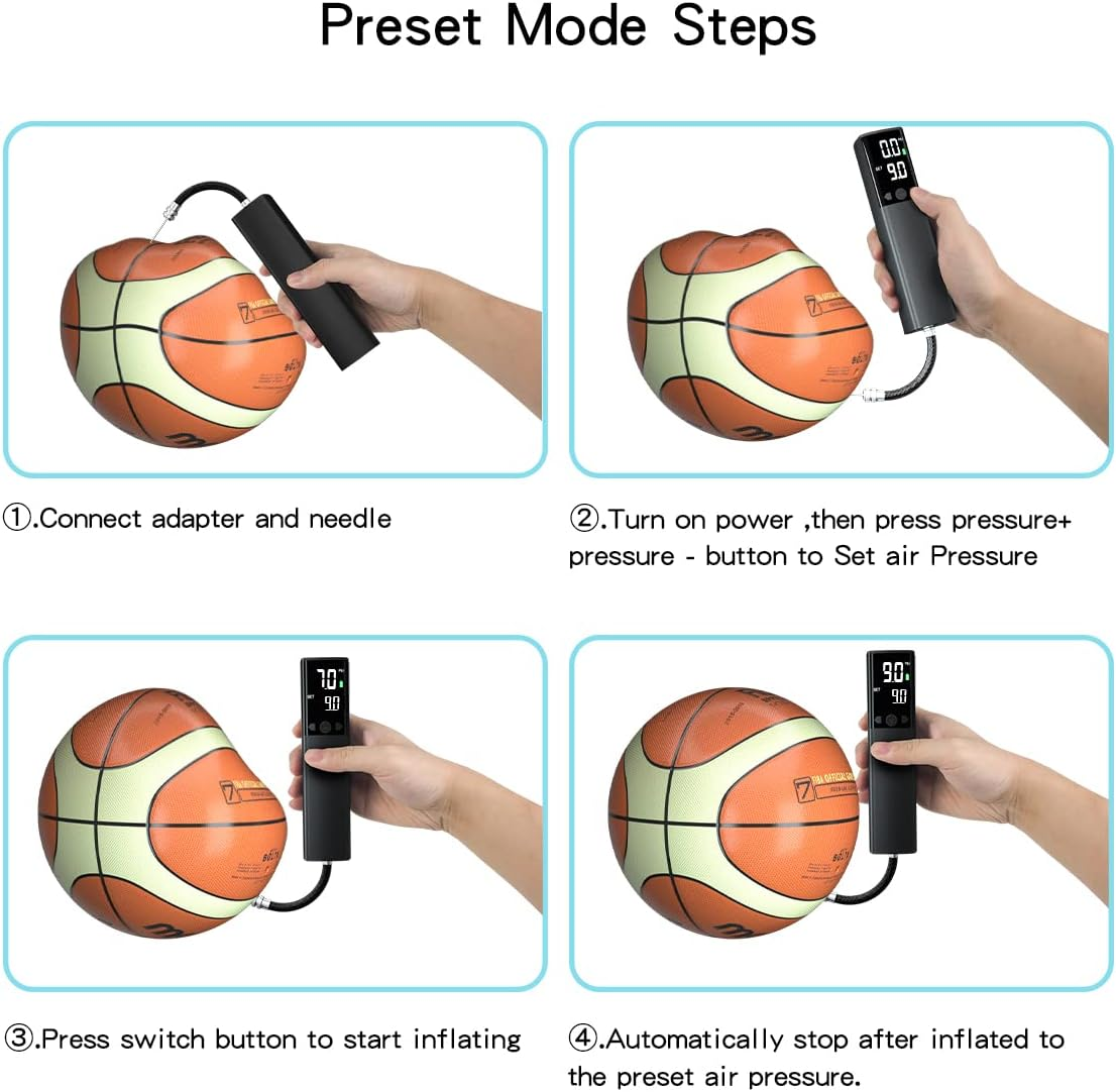 Electric Ball Pump &ndash; Portable Air Inflation Device for Basketball, Soccer, Rugby, Volleyballs & More &ndash; Smart LCD Display & Rechargeable Battery image number 4