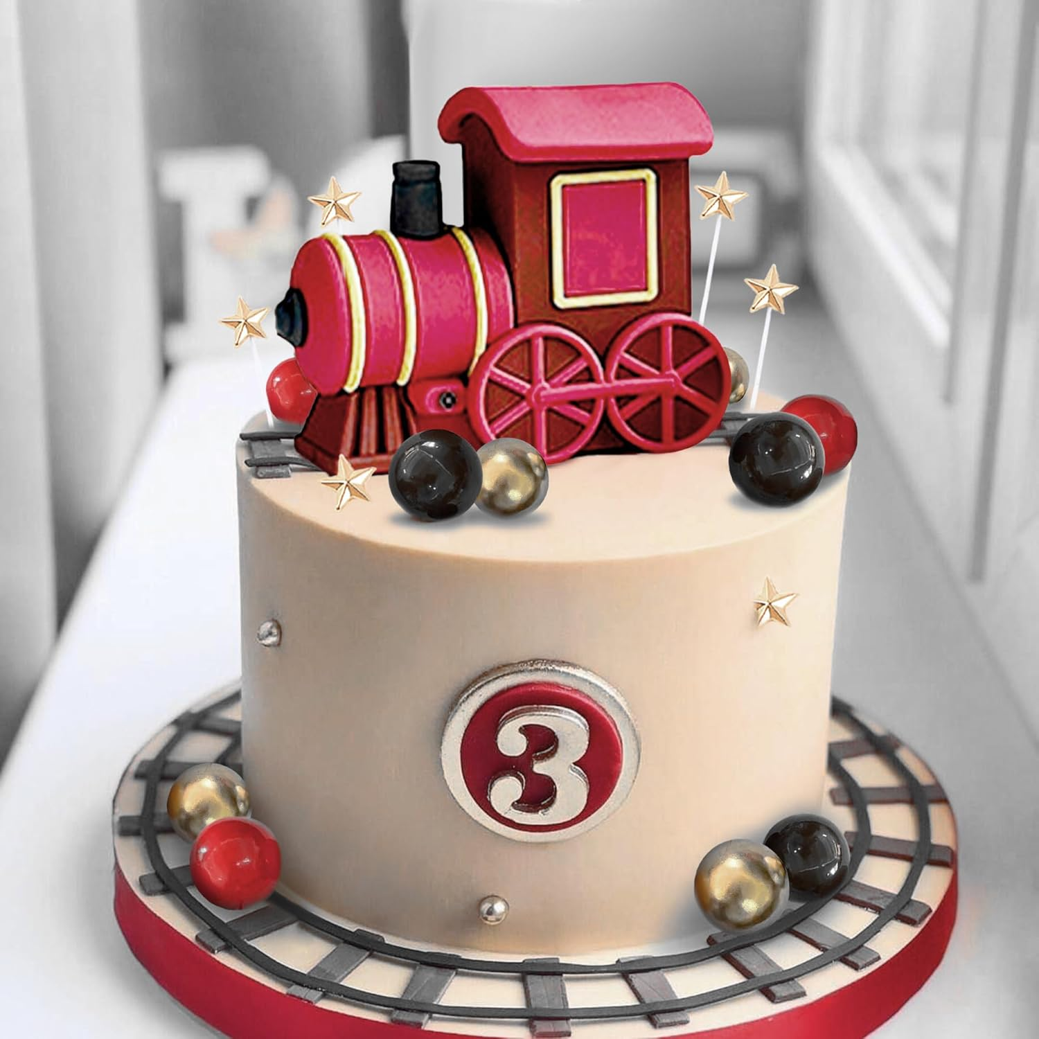 Christmas Train Cake Decoration Train Cake Topper Train Theme Birthday Decorations Baby Shower Party Supplies Baby Shower Cake Decoration image number 2