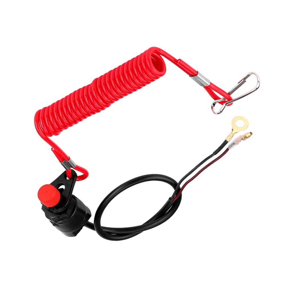Joyzan Boat Motor Kill Stop Switch, Universal Vessel Outboard Engine Urgent Ignition Emergency Kill Stop Switches Key Safety Tether Lanyard Rope Clip Red Reminder Cable for Motors ATV Boats Motorcycle image number 5