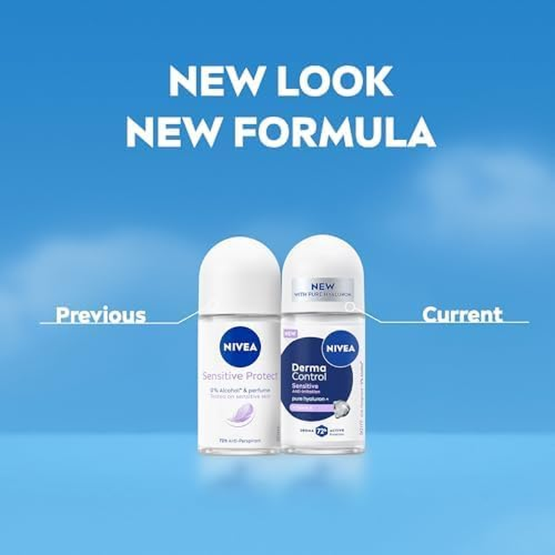 NIVEA Derma Control Sensitive Anti-Perspirant Roll-On Deodorant 50Ml | with Pure Hyaluron & Vitamin C | Deodorant for Sensitive Skin | 72-Hour Sweat Protection | Skin Calming Formula image number 4