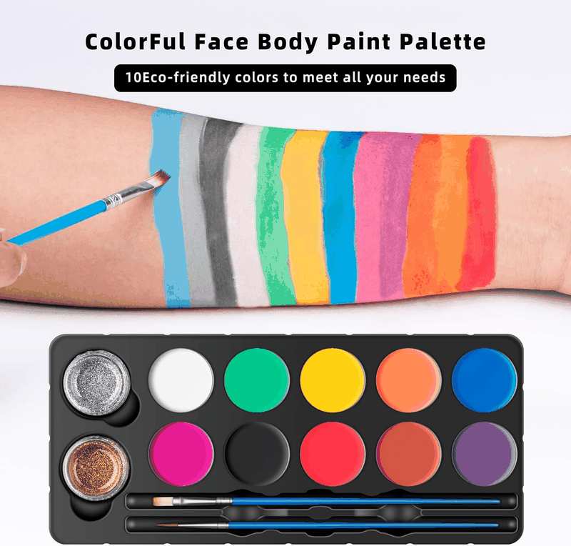 Maydear Face Paint Kit for Kids with Safe and None Toxic FDA Compliant Water Based 10Color Palette image number 4