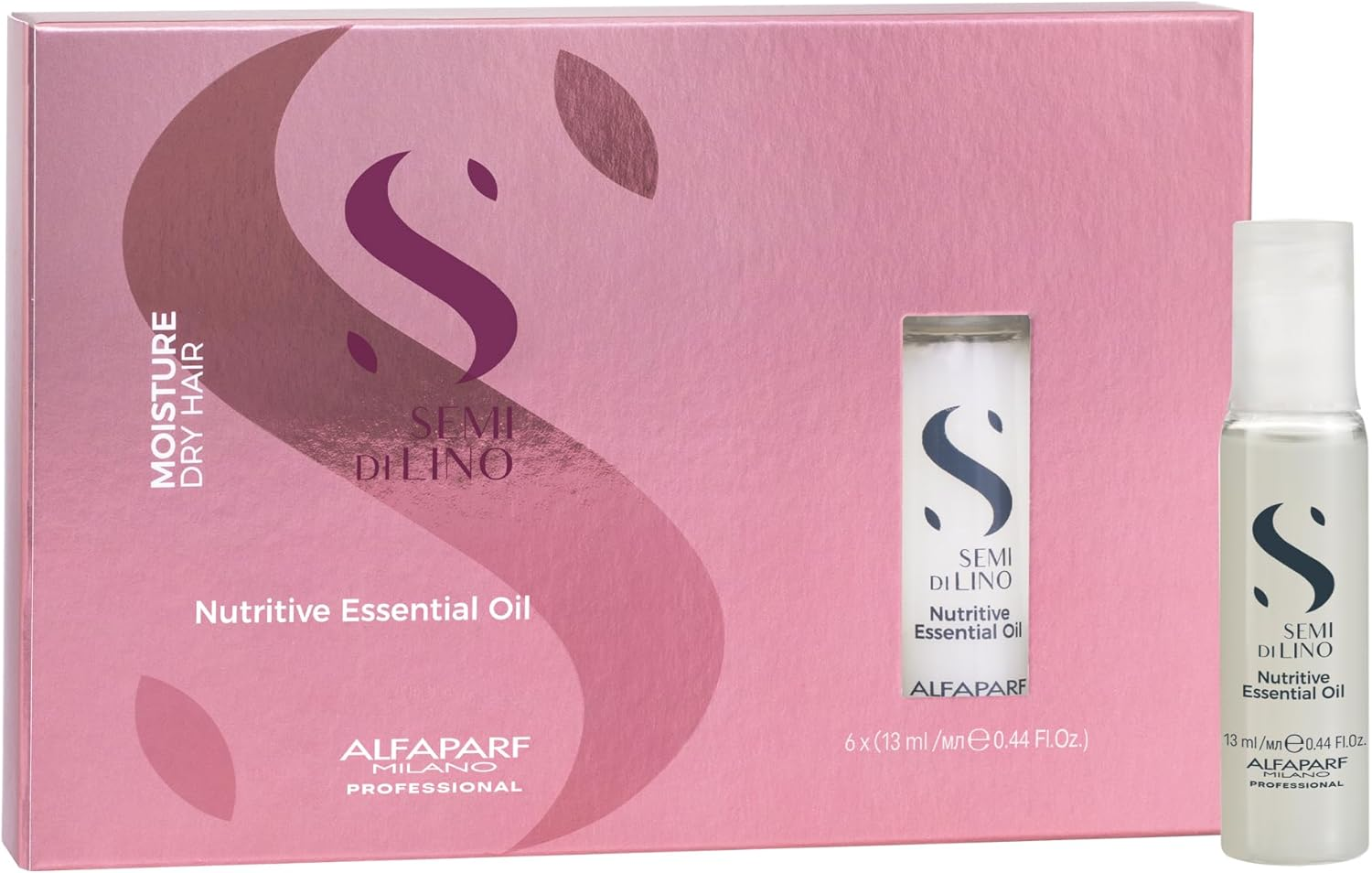Alfaparf Milano Semi Di Lino Moisture Nutritive Essential Oil - Hair Oil for Dry, Frizzy Hair - Nourishing and Moisturizing - 6 X 0.44 Oz image number 1