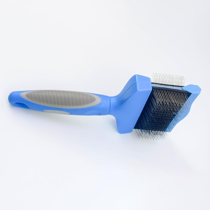 Double-Sided Soft Flexible Slicker Brushes &mdash; Versatile Brushes for Grooming Dogs (Blue, One Size)