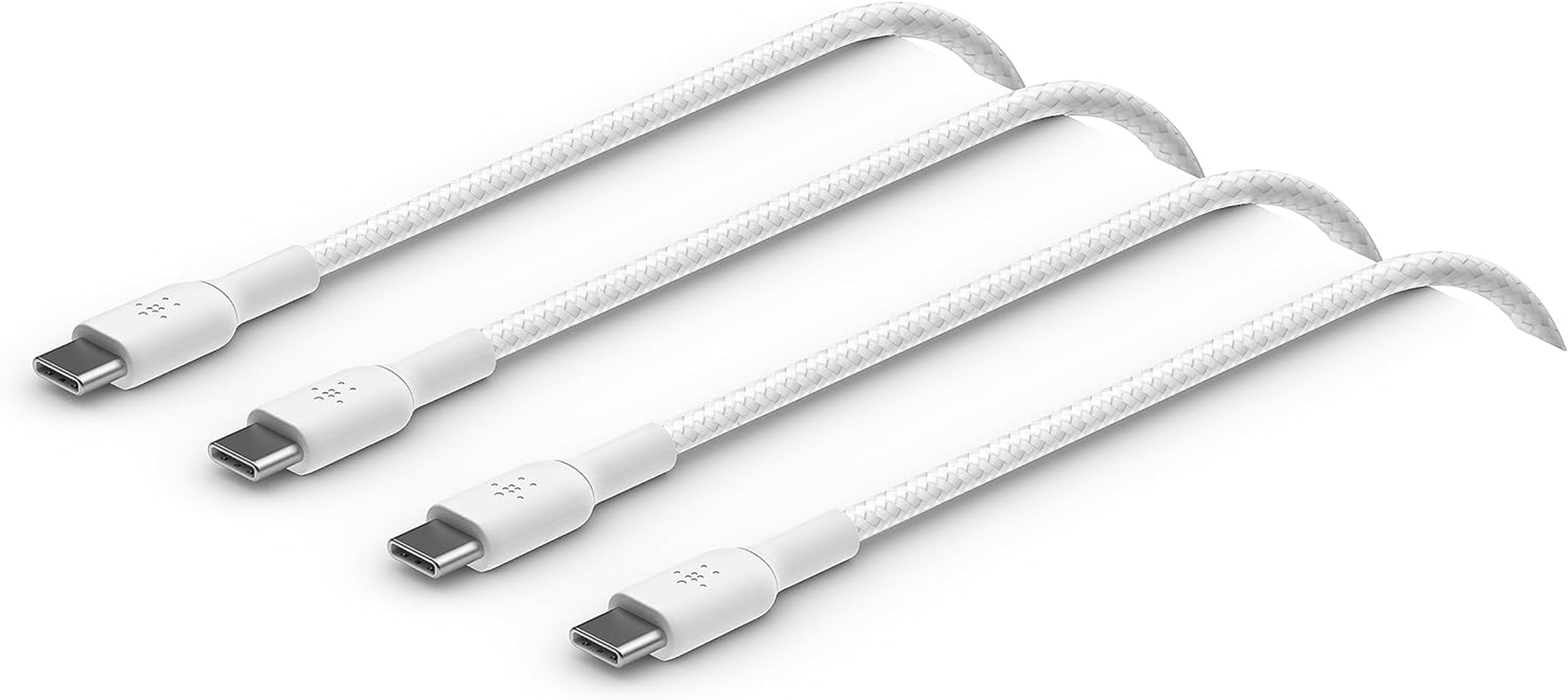Belkin Cab004Bt1Mwh-2Pk Braided USB-C to USB-C Cable (Boost Charge USB-C Cable, USB-C Fast Charge Cable for Note10, S10, Pixel 4, Ipad Pro and More) USB Type-C Fast Charging Cable,- White, 2 Pack image number 5