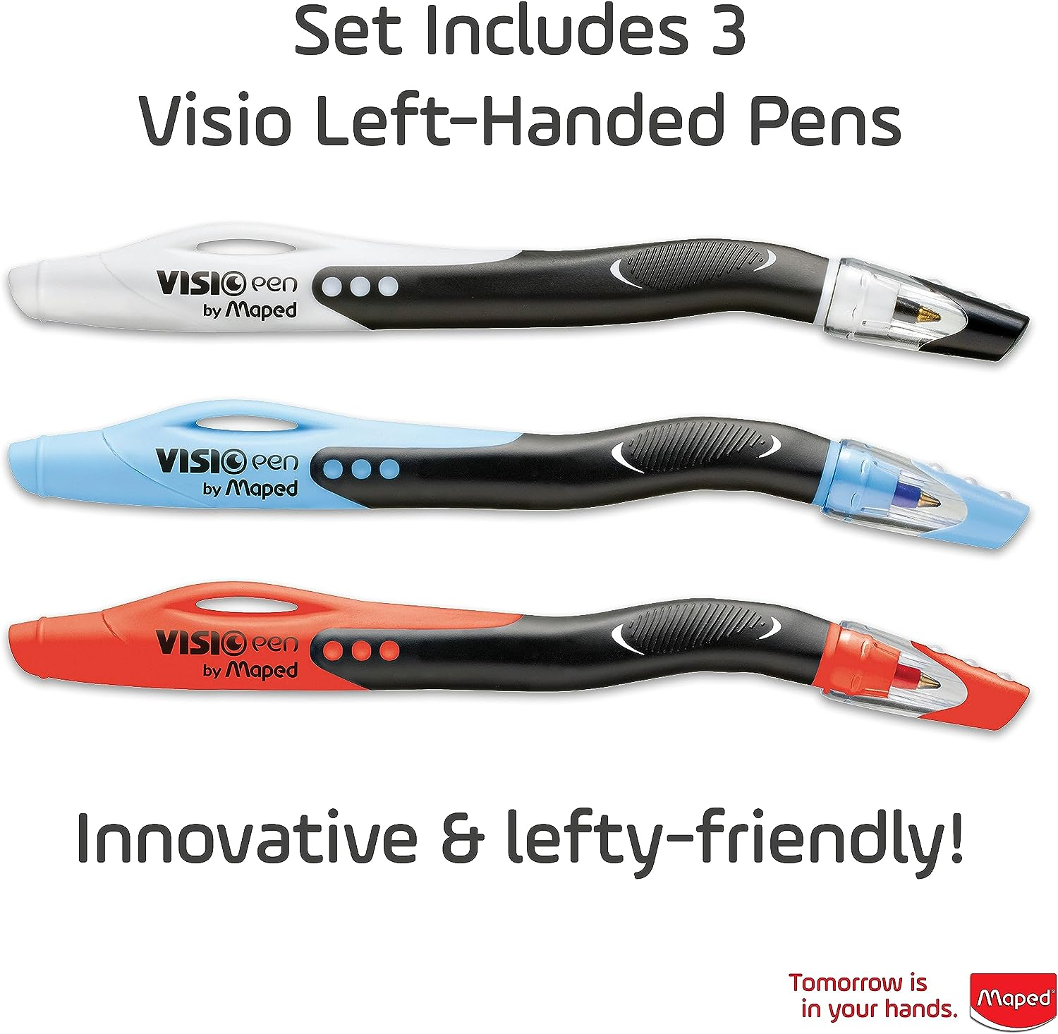 Maped Visio Left Handed Pens, Pack of 3, Assorted Colors (224324) image number 2