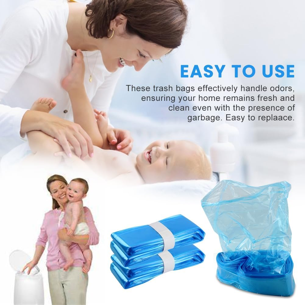 12 Pack Nappy Bin Refill Bags,4.5M Odour-Proof Nappy Bin Refil-L Cassettes,Diaper Pail Refills Bags Compatible with Angelcare/Tomme-E Tippe-E Sangenic and Platex Diaper Genie Diaper Pail, Blue image number 5
