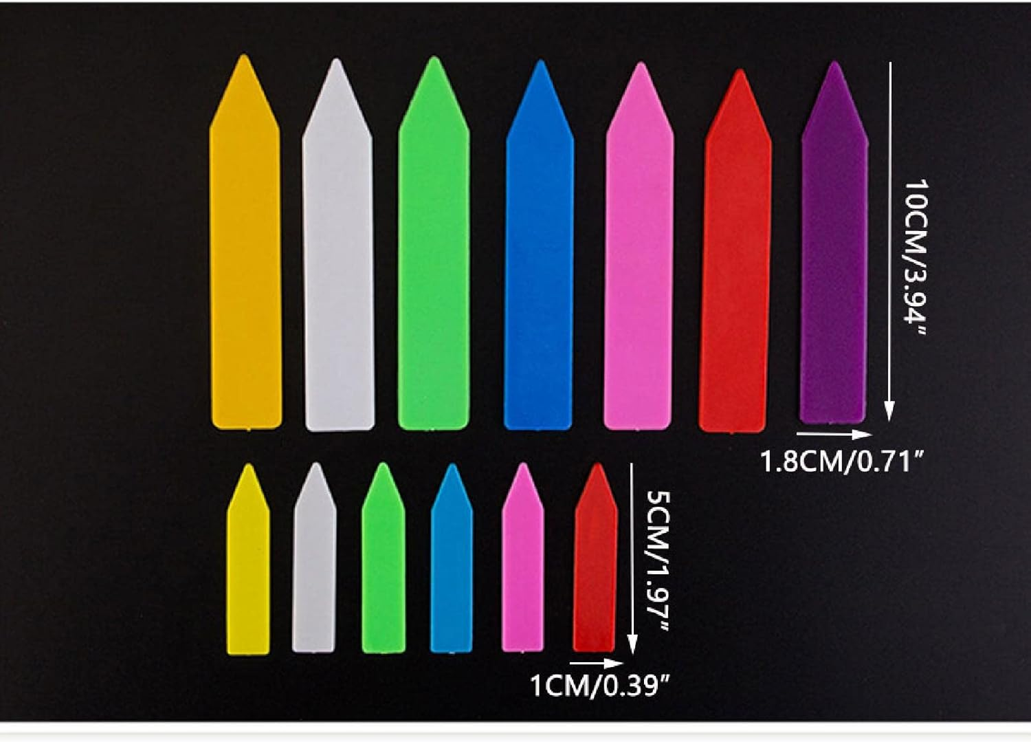 100 Pcs Plastic Plant Labels Colored, 10 X 1.8Cm / 5 X 1Cm Waterproof Garden Name Tags Markers for Seeds, Seedling, Herb, Vegetables image number 1