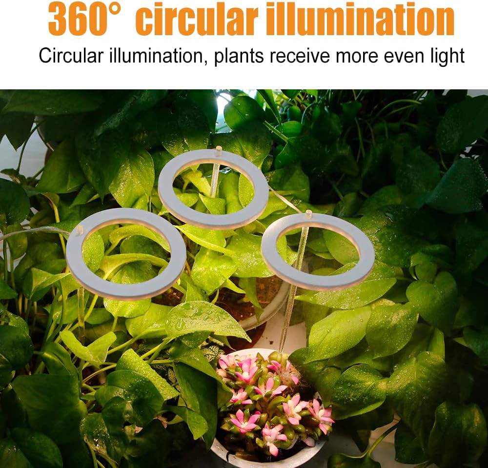 Angel Ring Grow Light DC5V USB Phytolamp for Plants Led Full Spectrum Lamp (Sun Light, 4 Heads) image number 4