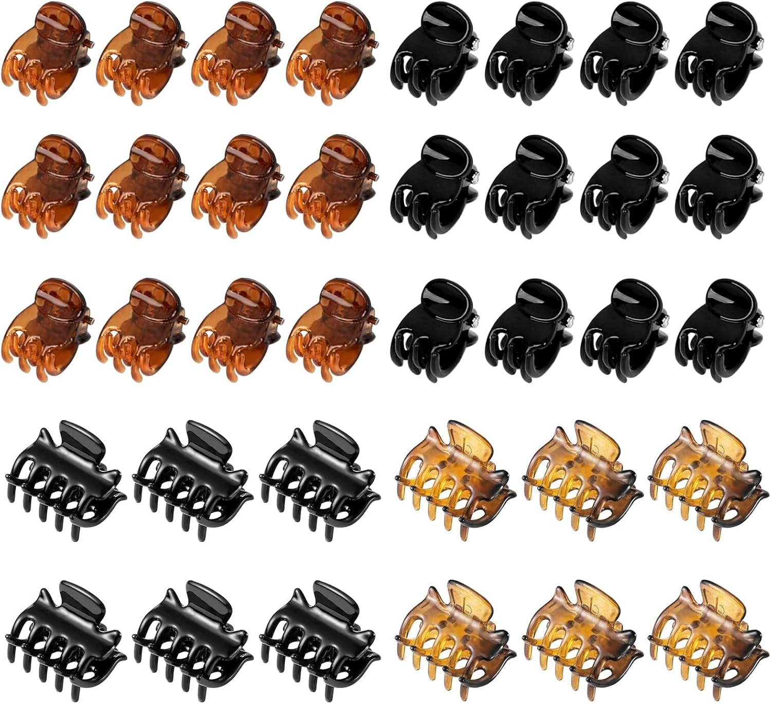 36 Pcs Small Hair Clips, Mini Hair Claw Clips for Medium Thick Hair, Plastic Hair Claws Pins Clamps for Girls, Toddlers Girls, Women (Black and Brown) image number 1
