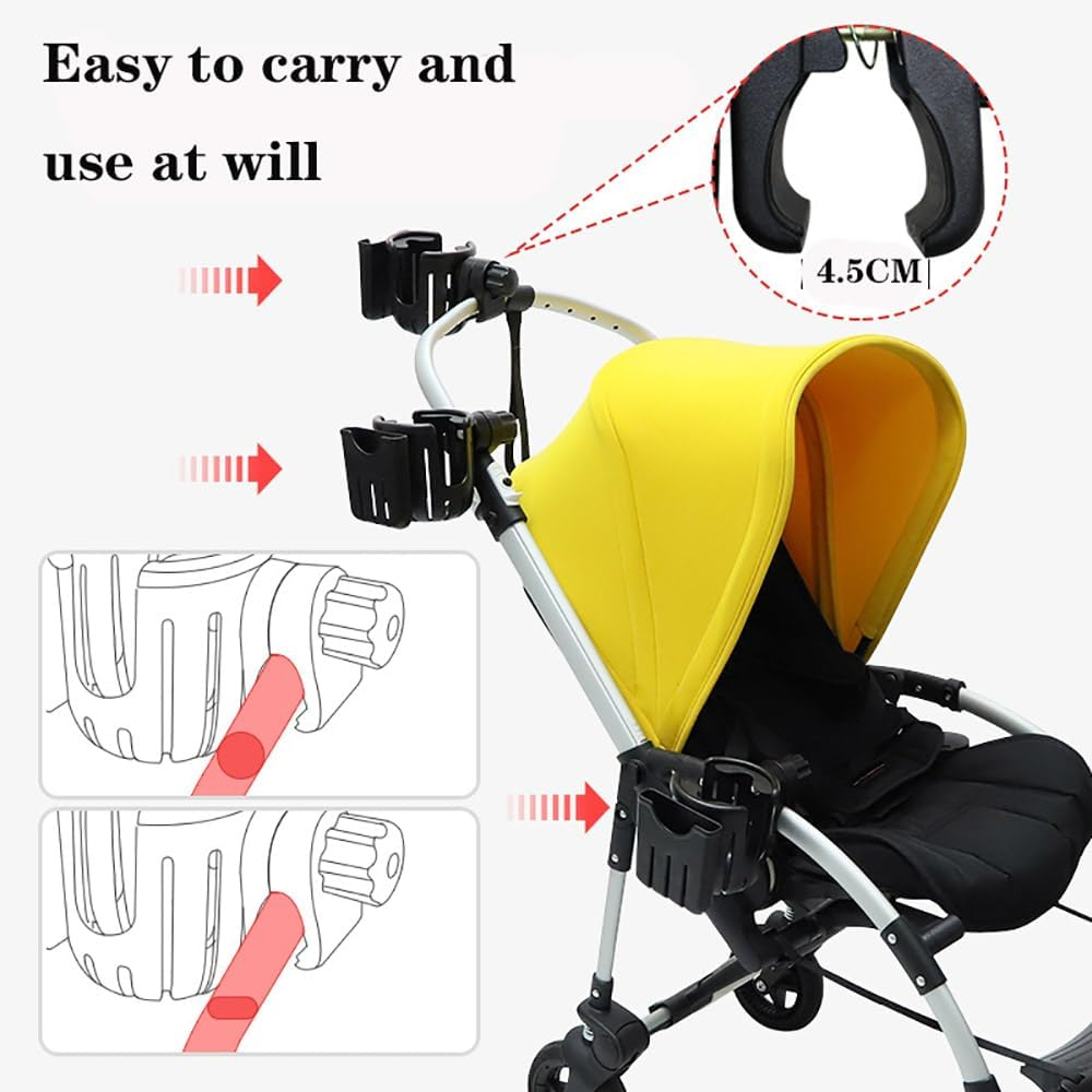 Heatunk Universal Cup Holder with Phone Organizer: Perfect for Strollers, Bikes, Wheelchairs, and More - Black image number 3