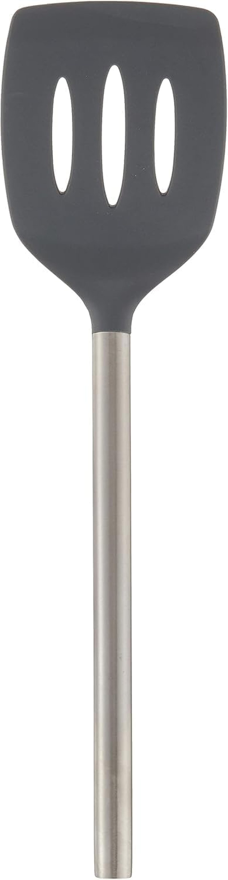 Tovolo Silicone Slotted Turner with Stainless Steel Handle (Charcoal) - Kitchen Utensil & Gadget Essential for Non-Stick Cookware, Apartment, & New Home/Scratch-Resistant, Bpa-Free, Dishwasher-Safe