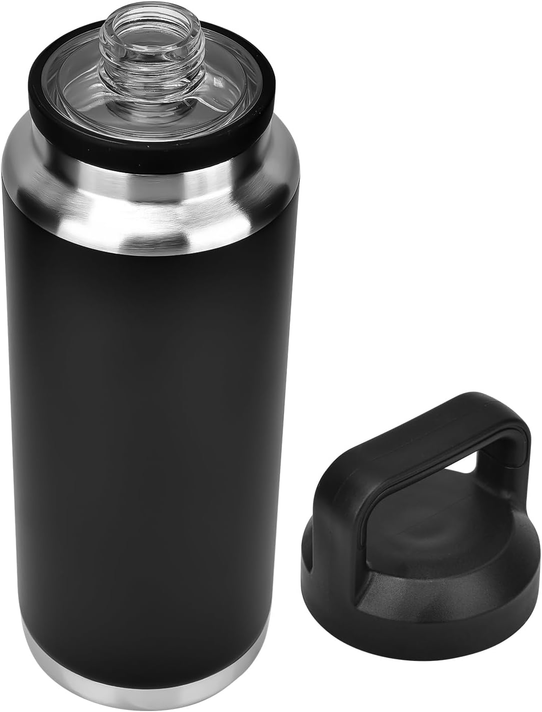 1100Ml/37Oz Bottle and Vacuum Insulated Stainless Steel Metal Water Bottle with Chug Cap,Reusable Leak Proof Bpa-Free Flask for Sports (Black, 1100Ml) image number 6