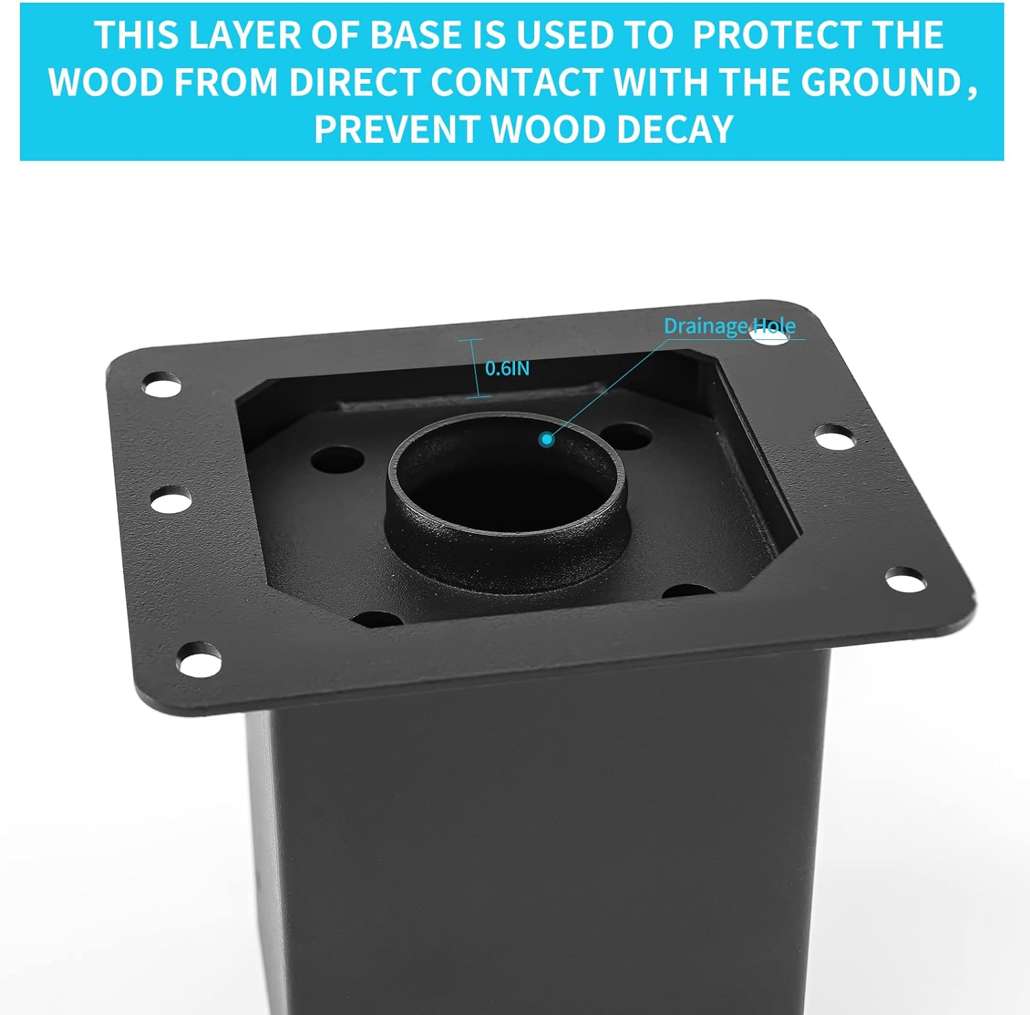 4X4 Post Base 4 Pcs, (Inner Size 3.6X3.6) Post Anchors, 13GA Thick Solid Steel & Black Powder Coated,Deck Post Brackets Support Deck Base Plate Pergola Brackets Fence Kit Mailbox Mount