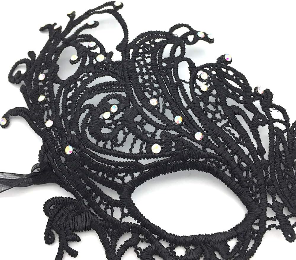 Imapo Masquerade Mask with White Rhinestones, Halloween Mardi Gras Masks for Women Lady, Christmas Cosplay Venetian Party Prom Ball Lace Eye Masks - Phoenix (Black) image number 2