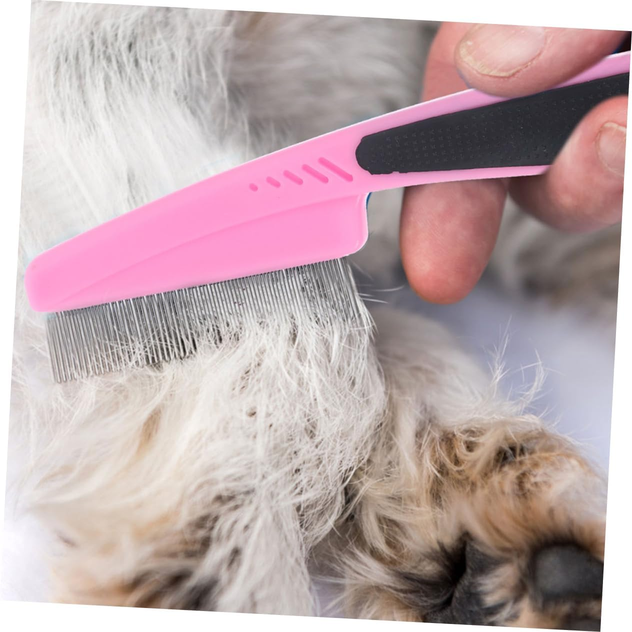 2Pcs Stainless Steel Fine Tooth Scalp Combs Dandruff Removal Hair Combs for Women Men Children Pets Portable Pink Handle Grooming Brushes - Multi image number 3