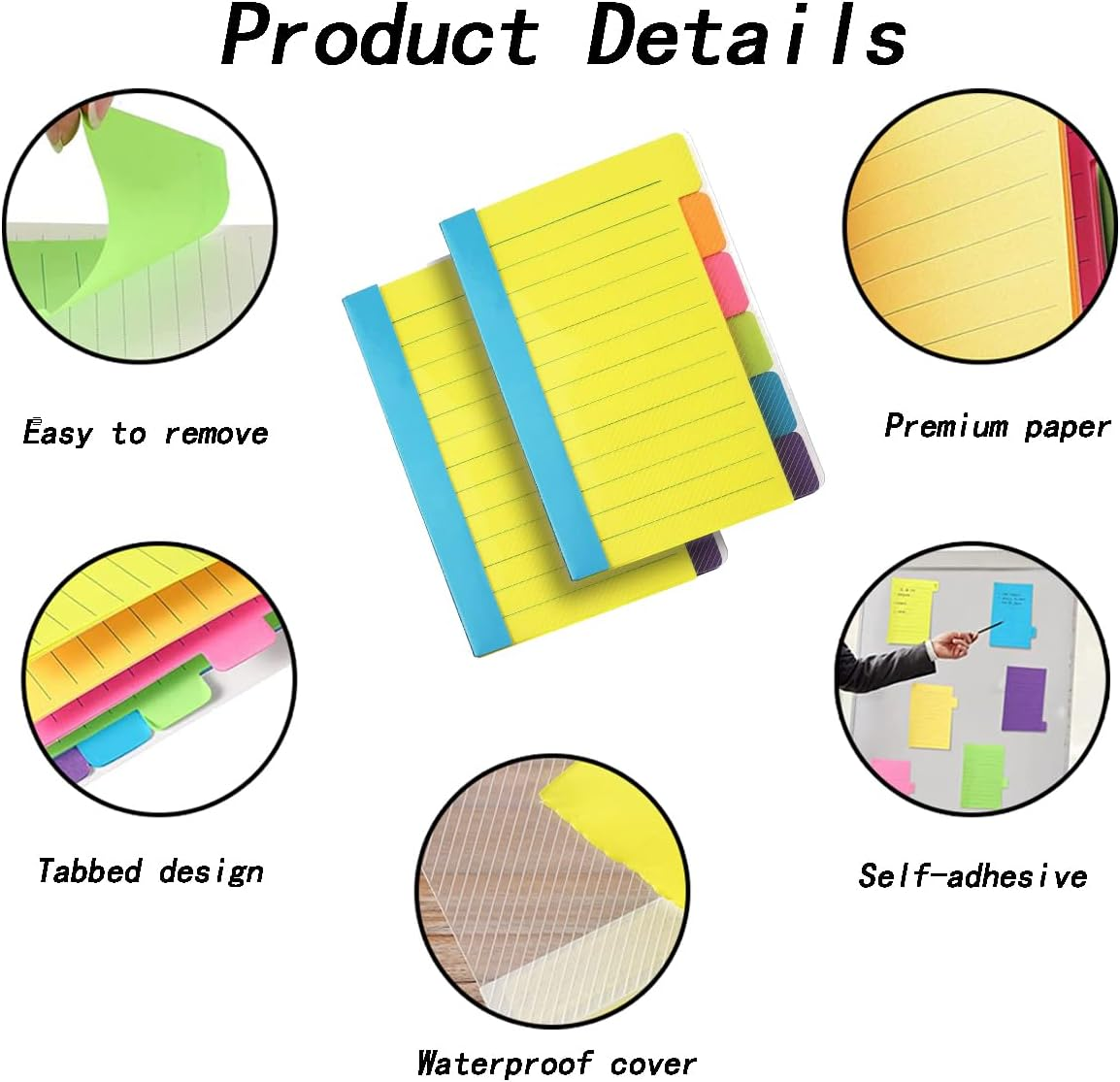 Colorful Sticky Tabs Set &ndash; 2 Pack, 60 Sheets Each, 4" X 6", Ideal for Studying, Note Taking, and Bullet Journals image number 5
