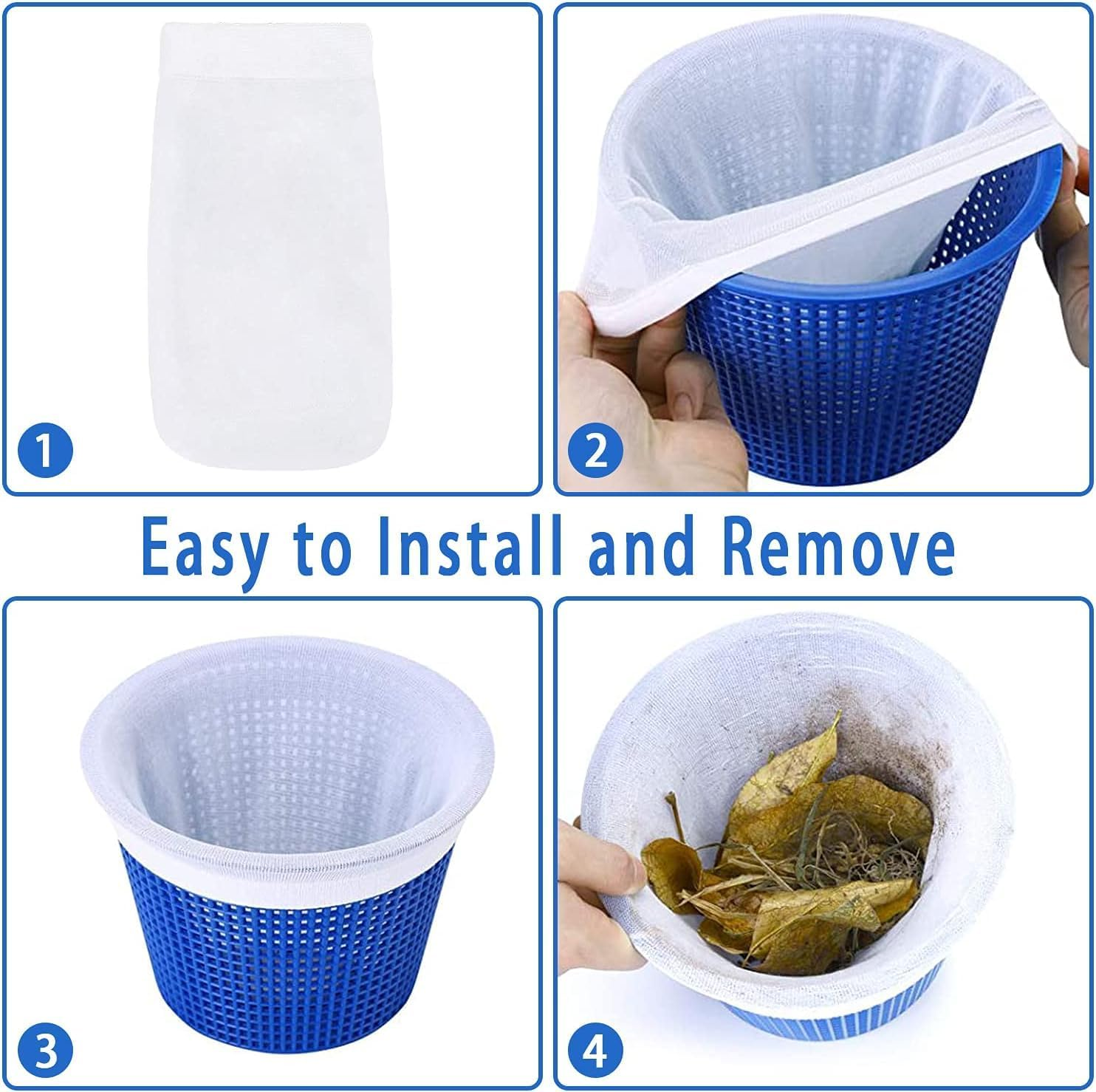 40 Pack Pool Skimmer Socks for Filters Baskets/Hot Tub Filter, Works Perfect with the Surface Skimmer for Inground and above Ground Pool, Swimming Pool Accessories for Adults Kids image number 4