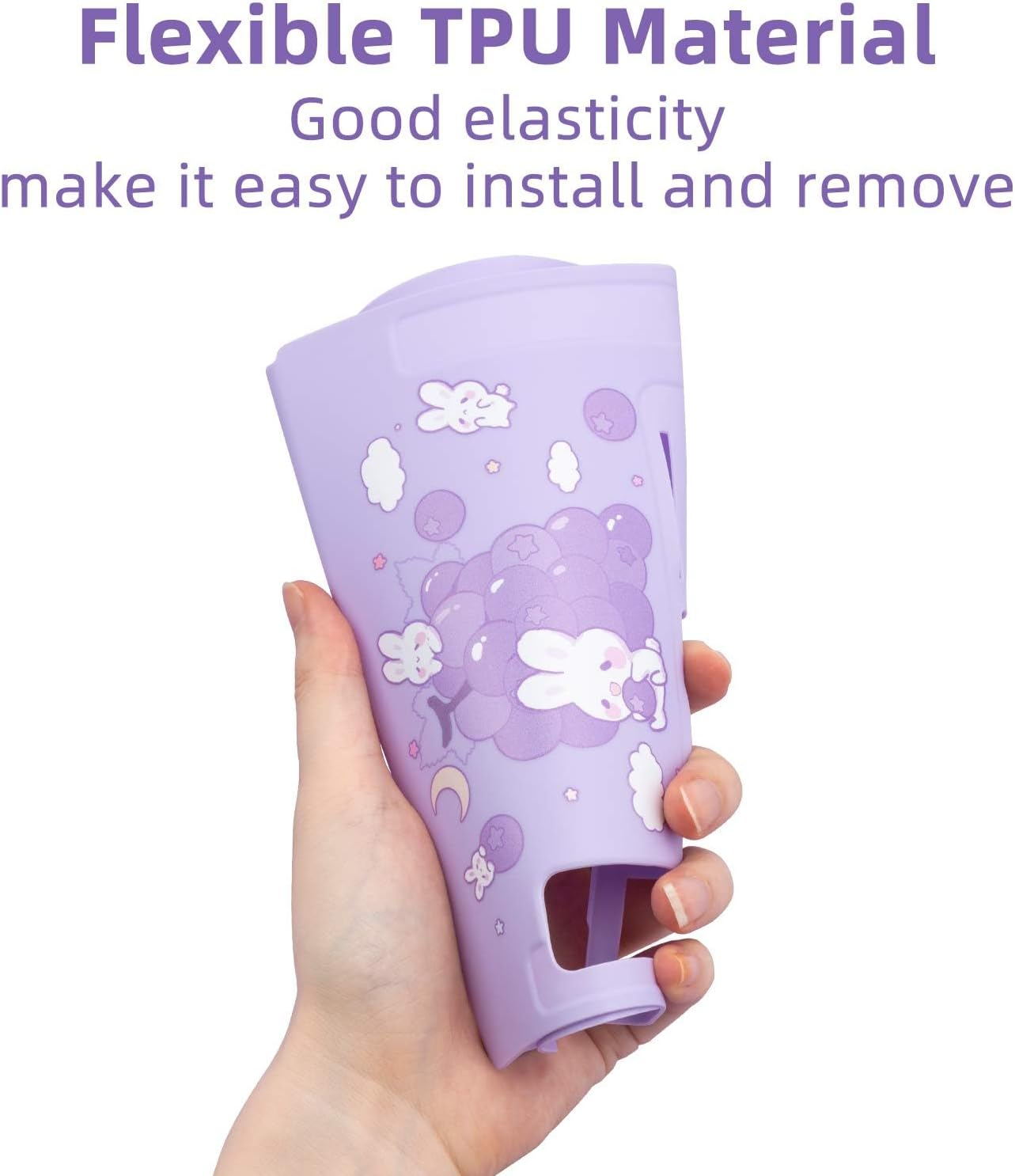 Geekshare Protective Case for Switch, Soft TPU Slim Case Cover Compatible with Switch Console and Game Console (Grape Bunny) image number 2