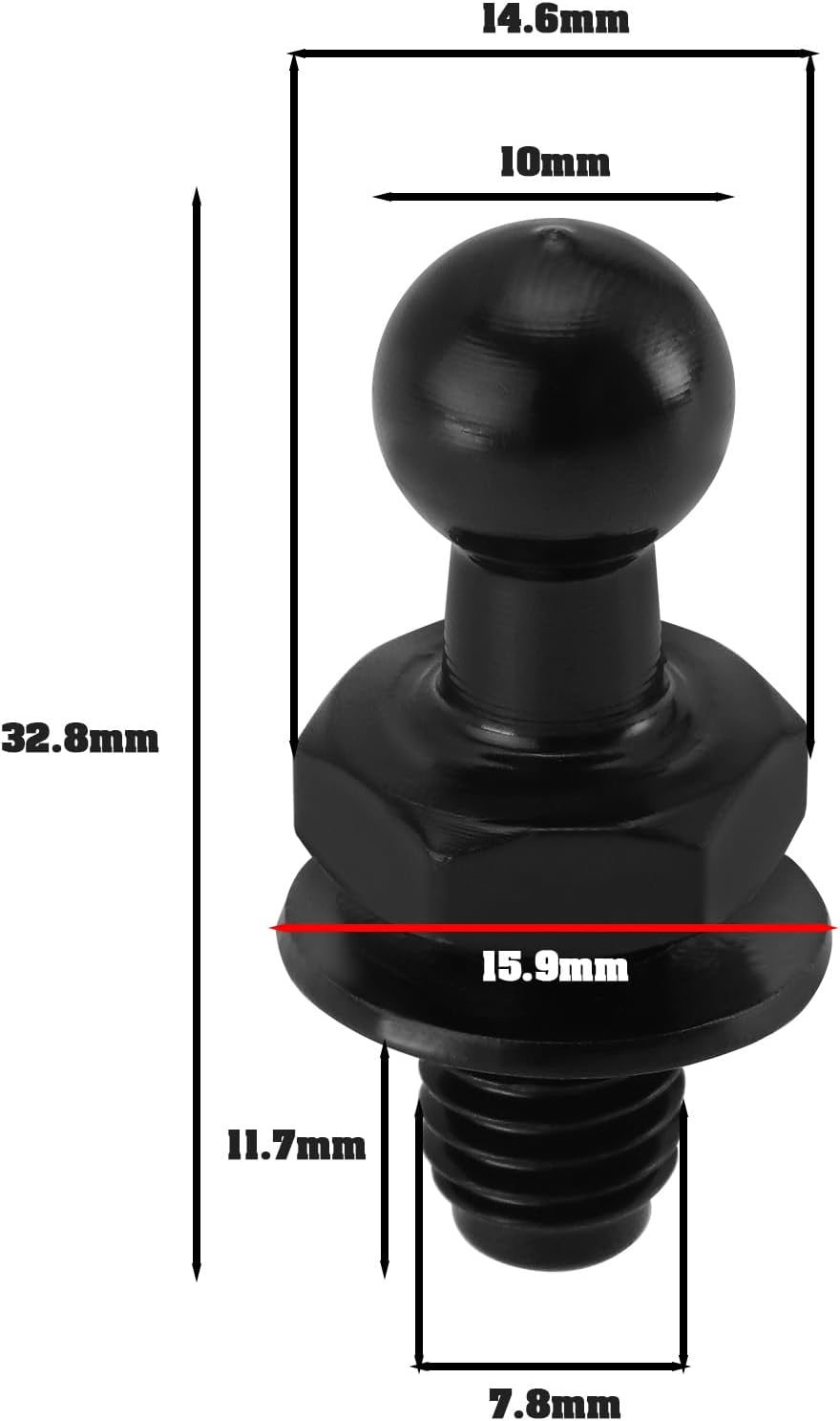 2Pcs Bonnet Gas Struts Screw Car Bonnet Hood Tailgate Trunk Lid Gas Strut Rod Screw Ball Stud Pin Compatible with VW Golf 3 4 5 6 7 OEM WHT006580 image number 5