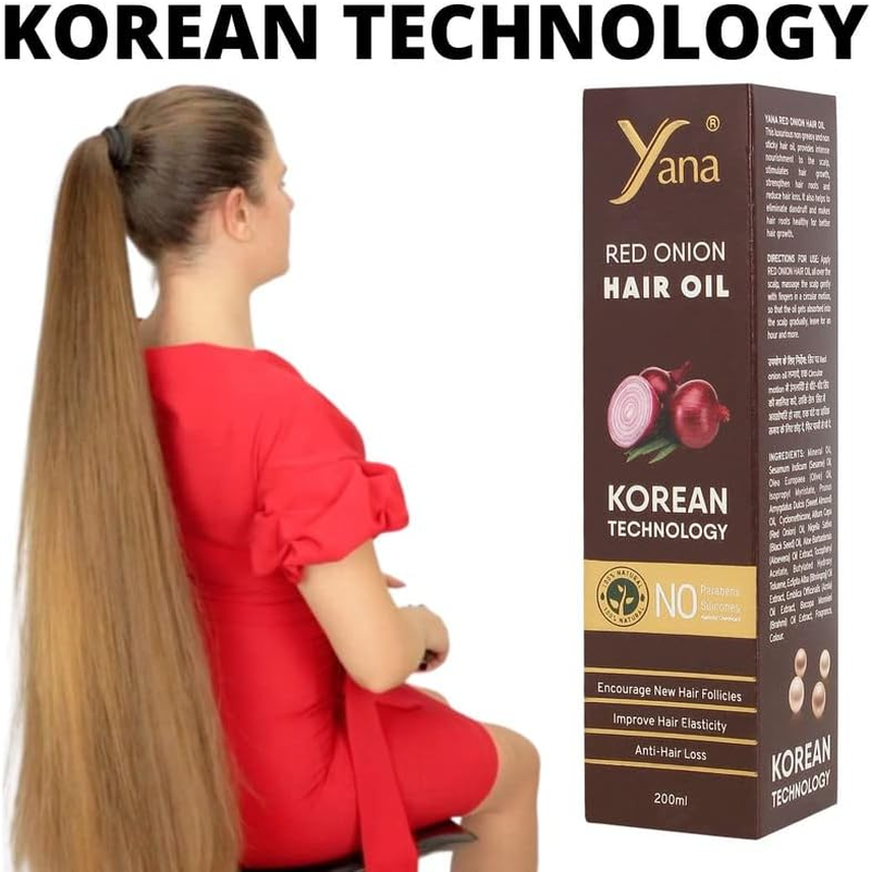 Yana Yana Red Onion Hair Oil for Men and Women Girls for Long Hair by Korean Technology image number 6