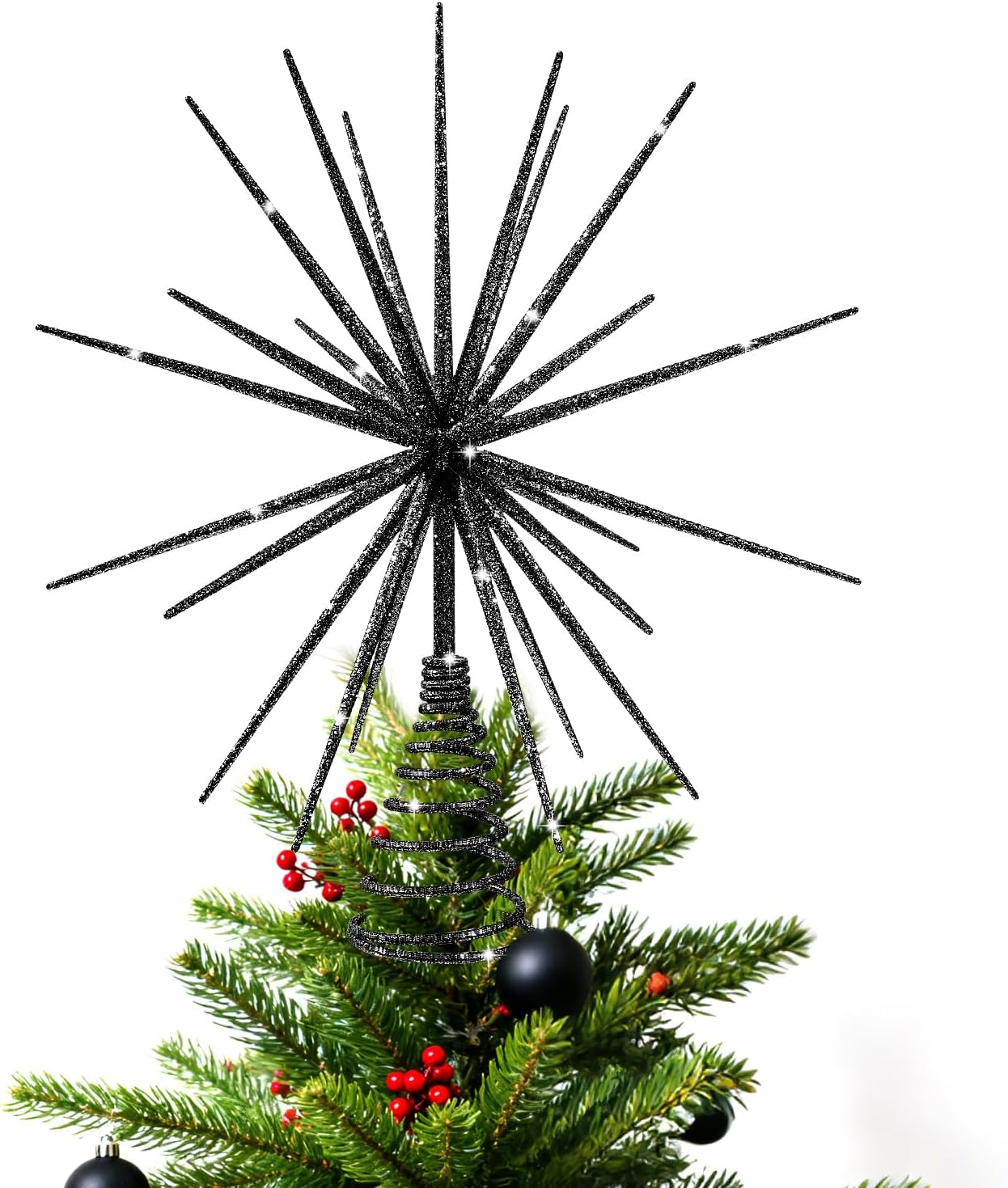 13.7 Inch Silver Christmas Tree Topper - 3D Burst Silver Tree Topper, Exploding Star Christmas Tree Decorations