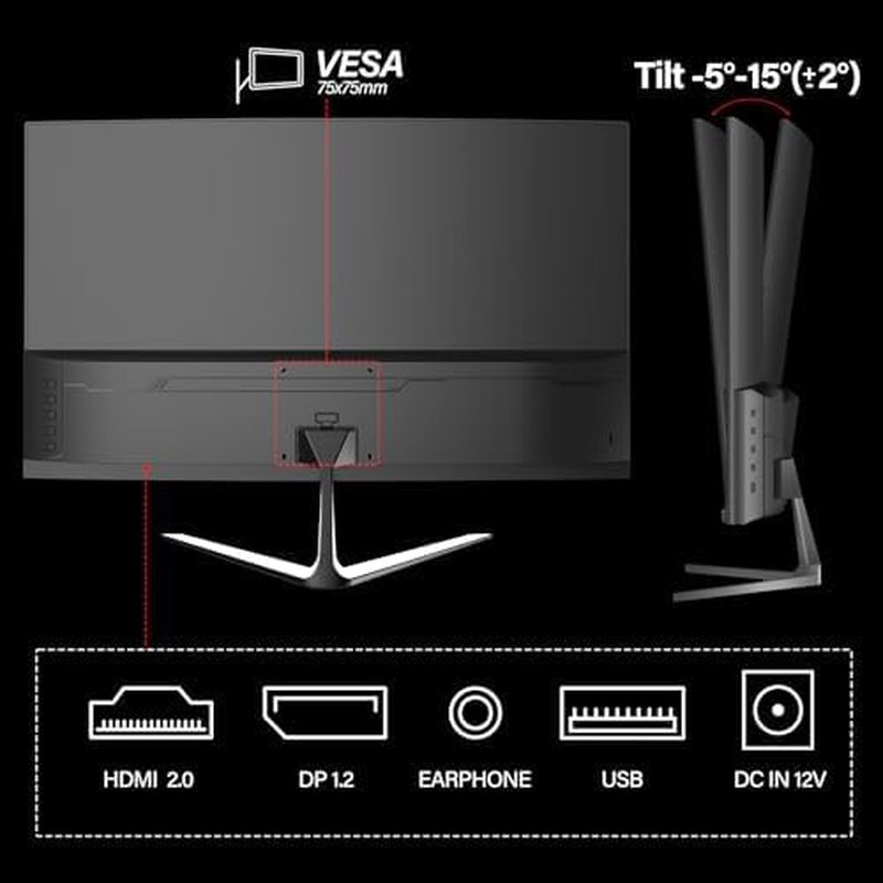 Gawfolk 24.5 Inch Gaming Monitor, 200Hz PC Monitor FHD 1080P Frameless Computer Monitors, IPS, Srgb 100%, Displayport, HDMI, Eye Care, Wall Mount Compatible image number 1