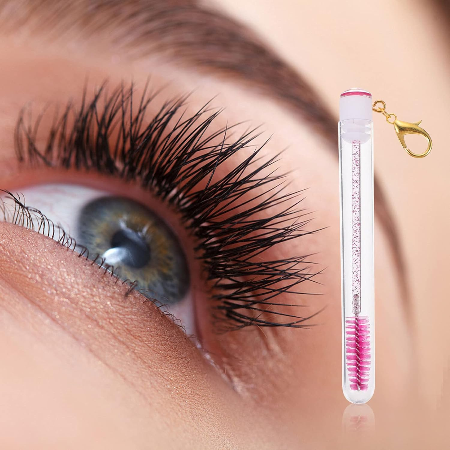 4Pcs Tube Mascara Brush Lash Brow Comb Mini Mascara Makeup Makeup Gadgets DIY Lash Wand Tubes Eye Extension Tool Empty Bottle Rosy Acrylic image number 6