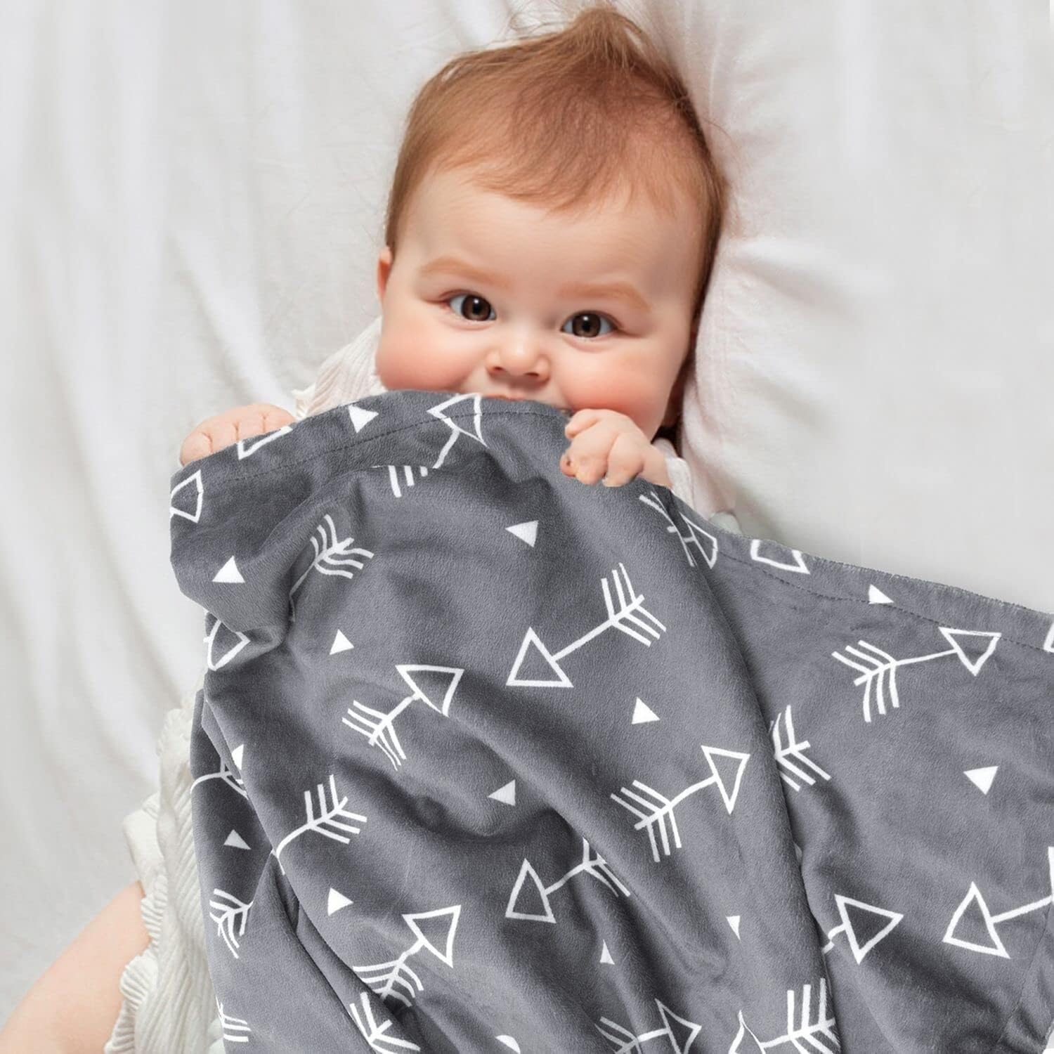 Baby Blanket for Boys and Girls Newborn Receiving Blanket Soft Throw Blanket, 30X40, Grey Arrow image number 4