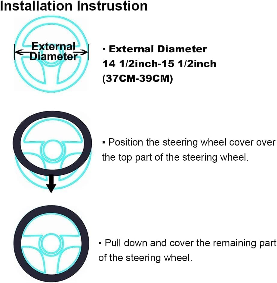 Soft Fluffy Car Steering Wheel Cover for Universal Auto Vehicle Women Man 14 1/2 Inch-15 1/2Inch Accessories Whole Black image number 6