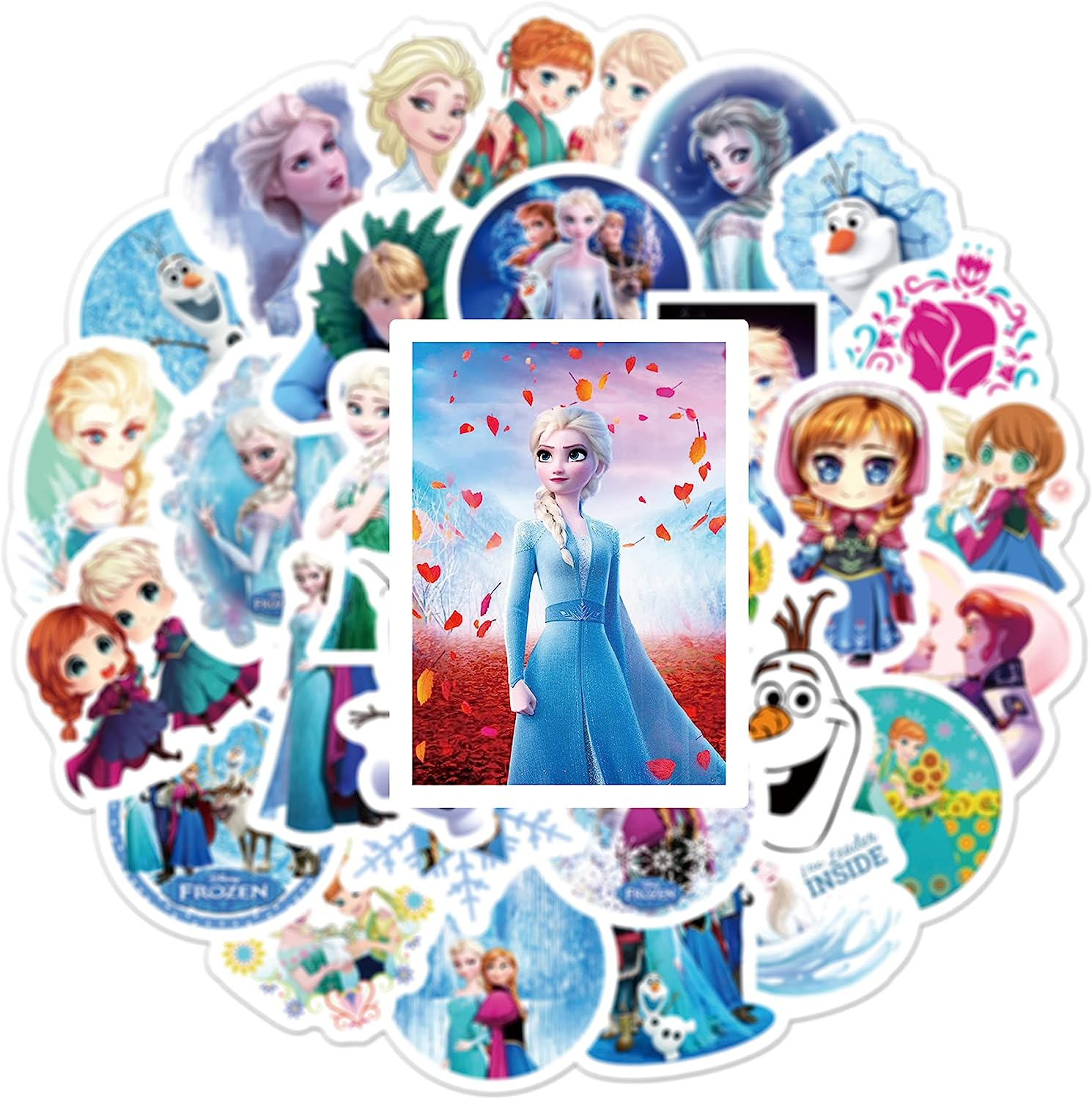 50PCS Frozen Stickers, Vinyl Waterproof Stickers for Laptop,Bumper,Skateboard,Water Bottles,Computer,Phone,Cartoon Anime Stickers for Kids Teens Adult image number 6