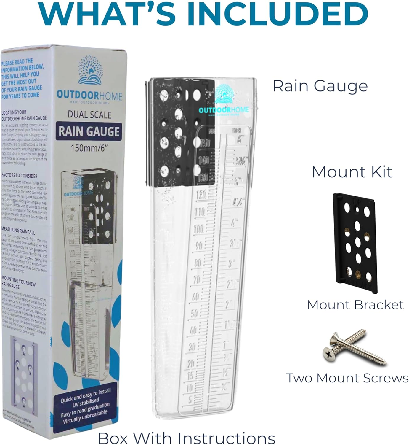 Outdoor Home Rain Gauge &ndash; 6-Inch Heavy Duty Polycarbonate Rain Measure, Aussie Made Fence or Post Mount | Accurate Garden Tool | Manual Weather Gauge for Yard, Farm, Outdoor Use image number 6