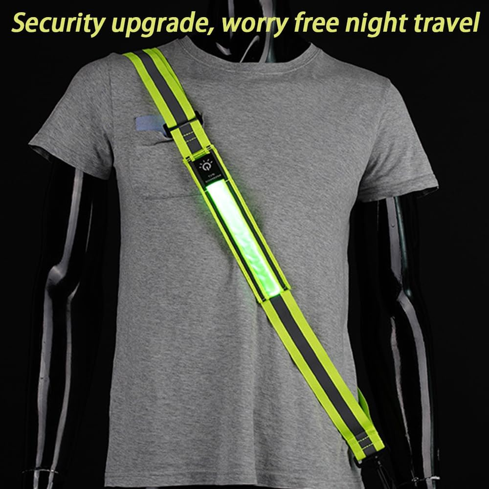 Running Light Jogging with Reflectors Belt, Led Light Running Belt,Reflective Walking Gear,Adjustable Luminous Shoulder Strap,For Runners, Walkers at Night image number 4