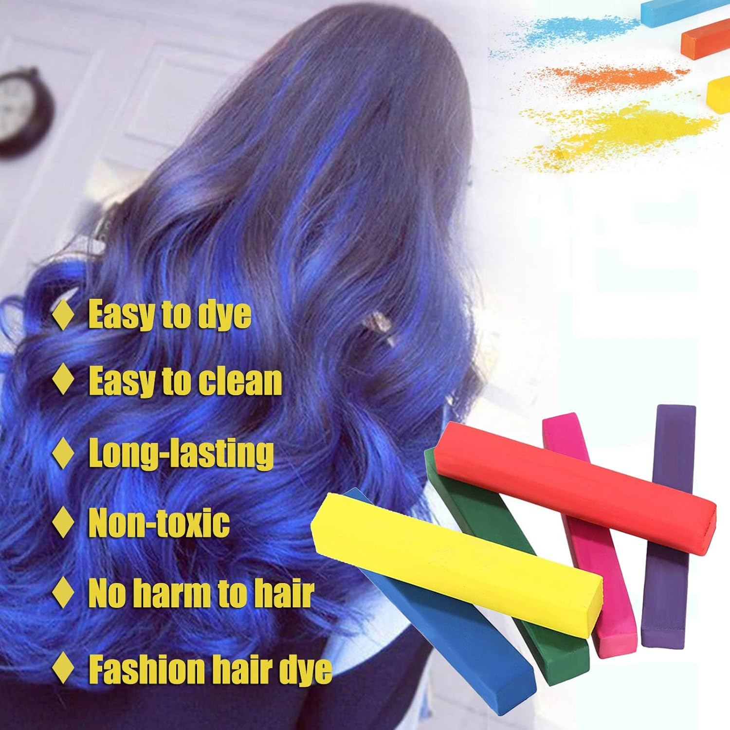 Hair Chalk, 12 Colors Temporary Hair Color for Girls Kids Women Gifts for Girls and Boys Age 4 5 6 7 8 9 10 11 12 for Halloween Christmas Makeup Birthday Party, Washable image number 2