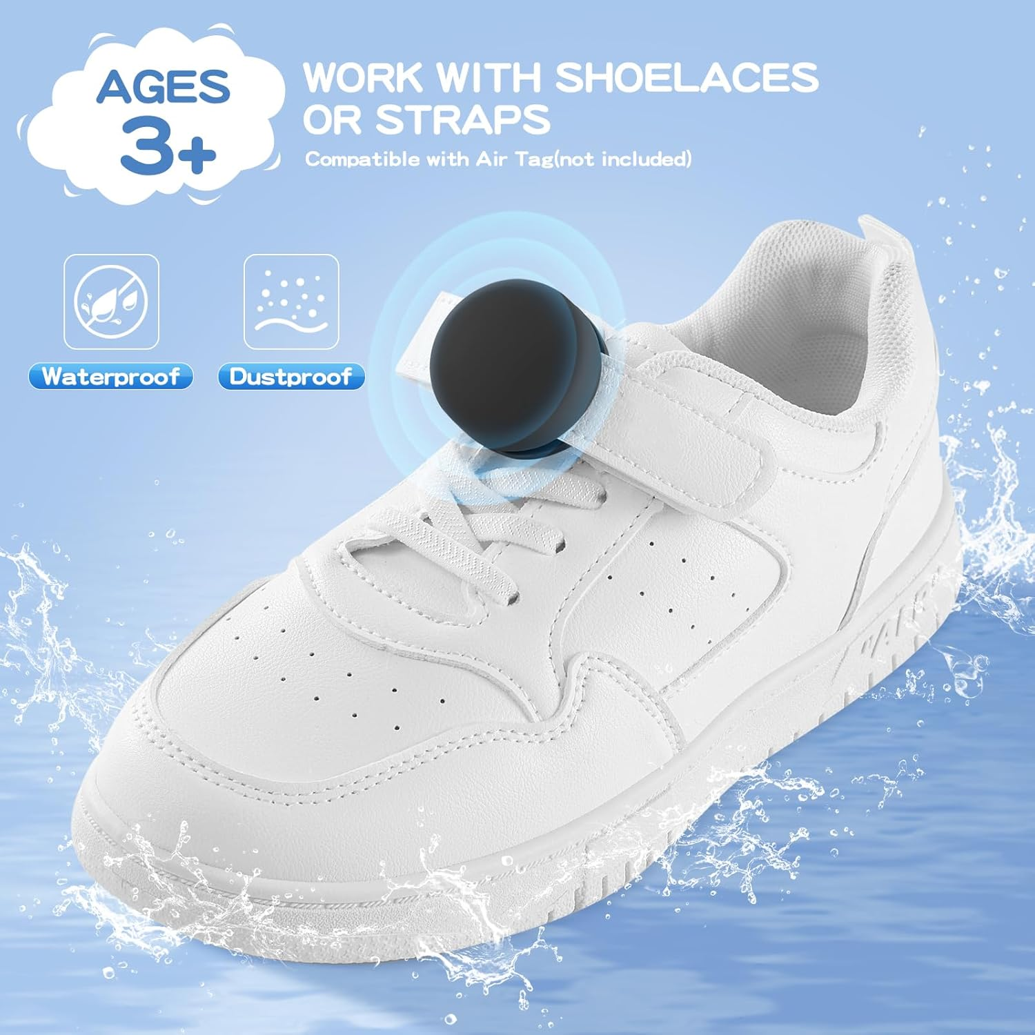 Waterproof Holder Compatible with Airtag for Kids Shoelaces & Straps, 2 Pack Hidden Silicone Shoe Clip Compatible with Apple Air Tag, GPS Tracker for Children Shoes Shoestring (Black) image number 2