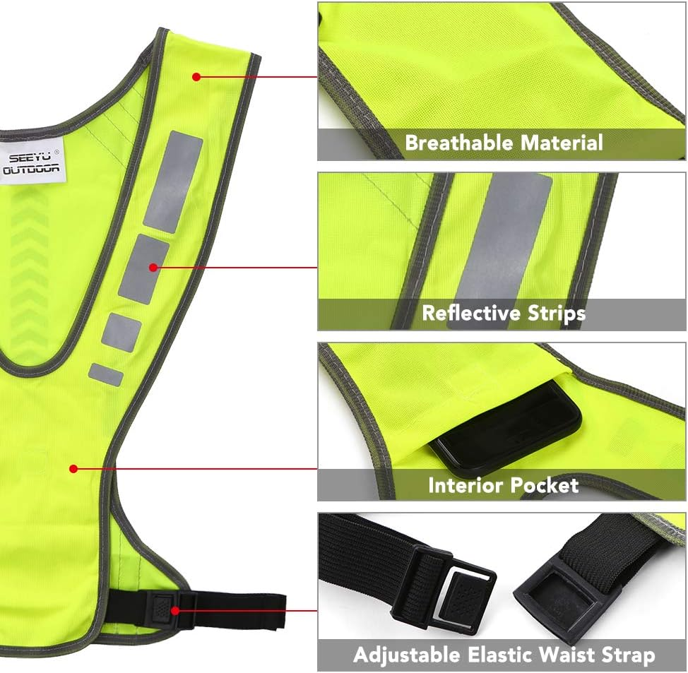 High Visibility Safety Vest Outdoor Sports Running Cycling Reflective Vest with Pocket image number 5