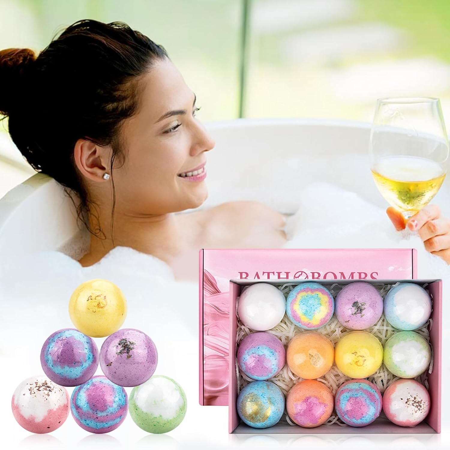 Bath Bombs for Women 12PCS Natural Ingredient Shower Bombs Moisturizes Soothes the Skin, Relieve Stress Bath Bubbles Spa Essential for Women Relaxing image number 1