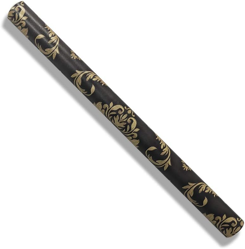JLHOUSE 1301-3 Vinyl Black and Gold Damask Victorian Wallpaper Peel and Stick Contact Paper Removable Textured for Bedroom Livingroom D&eacute;cor 45Cm X 300Cm image number 2