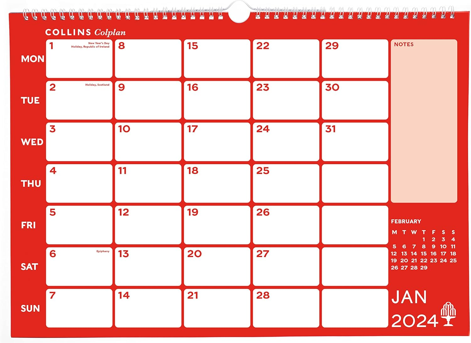 Collins Colplan 2024 Diary A3 Wiro Monthly Memo Calendar - Business Planner and Organiser - January to December 2024 Diary - Monthly - - CMC-24 image number 1