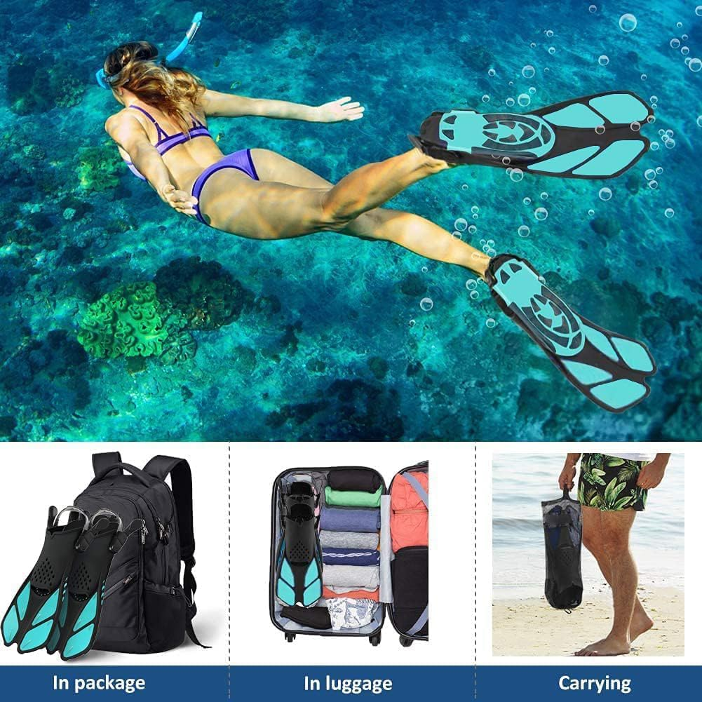 Snorkel Fins, Full Foot Pocket Swim Fins for Snorkeling, Diving