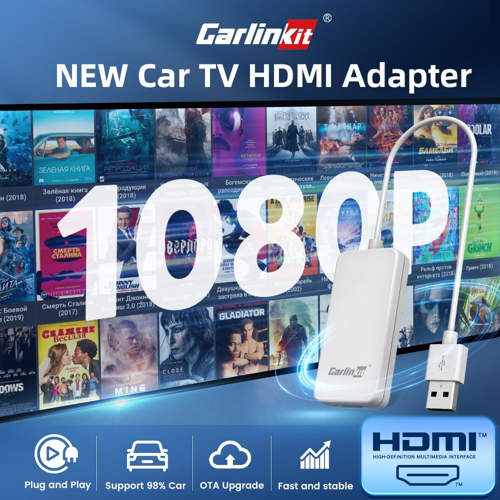 Carlinkit HD2CP Car TV HDMI Adapter, HDMI Adapter for Car, Hdml Multimedia Adapter for TV Stick/Game Machine/Dvd/Set-Top Boxes, Plug & Play, Support HD Videos, Only Fit for OEM Wired Carplay Cars image number 4