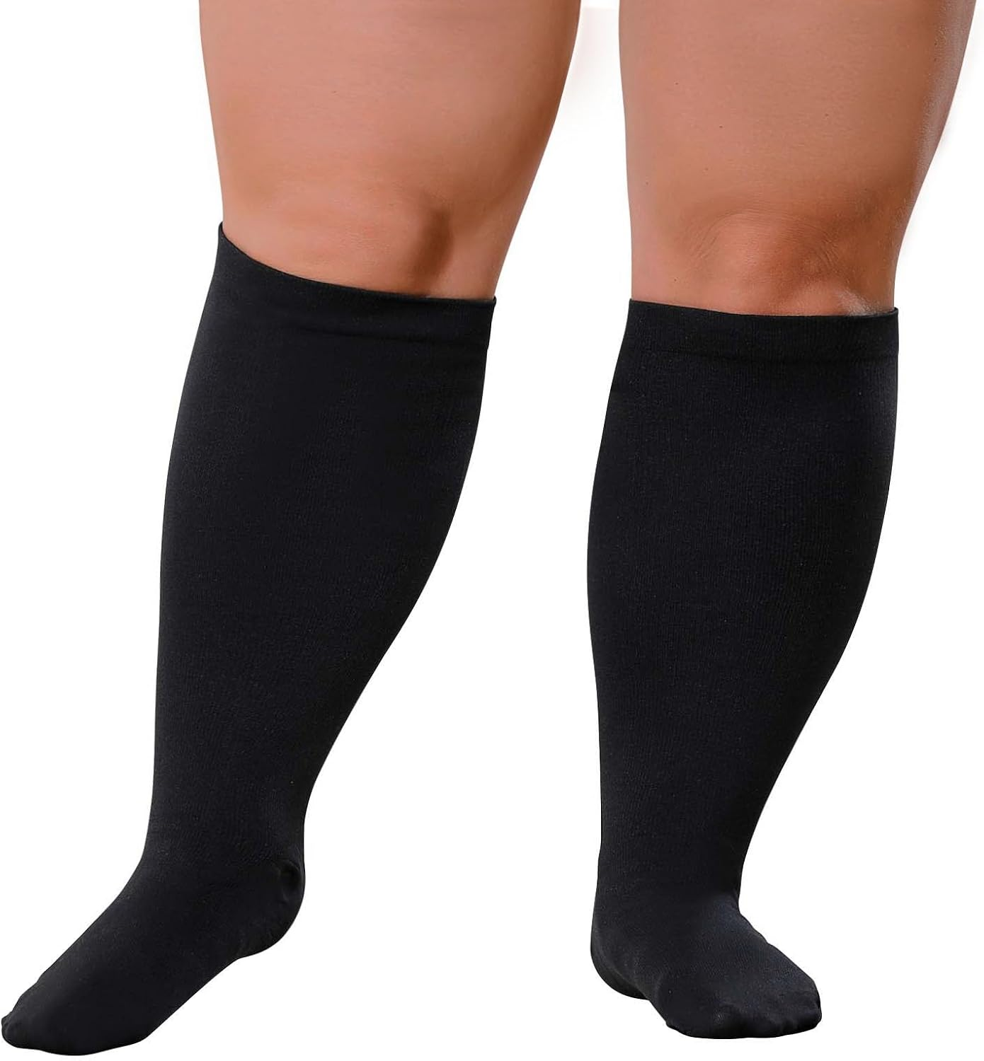 Plus Size Compression Socks: Wide Calf Compression Stockings for Men Women - up to 7X Large 20-30 Mmhg Compression Hose for Pregnancy Travel Running Nurses