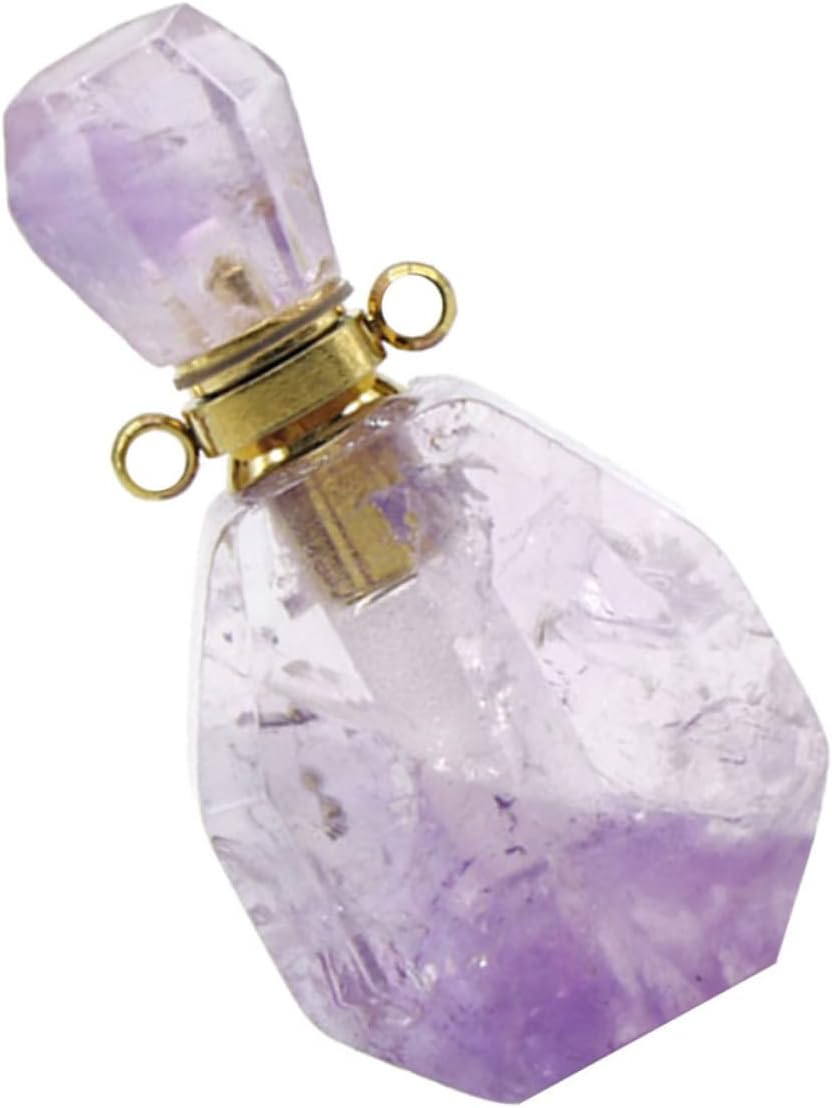 LIFKOME 2Pcs Natural Fluorite Perfume Atomizer Leakproof Travel Bottle Pendant Necklace Essential Oil Bottle Jewelry Decor without Lanyard Chain