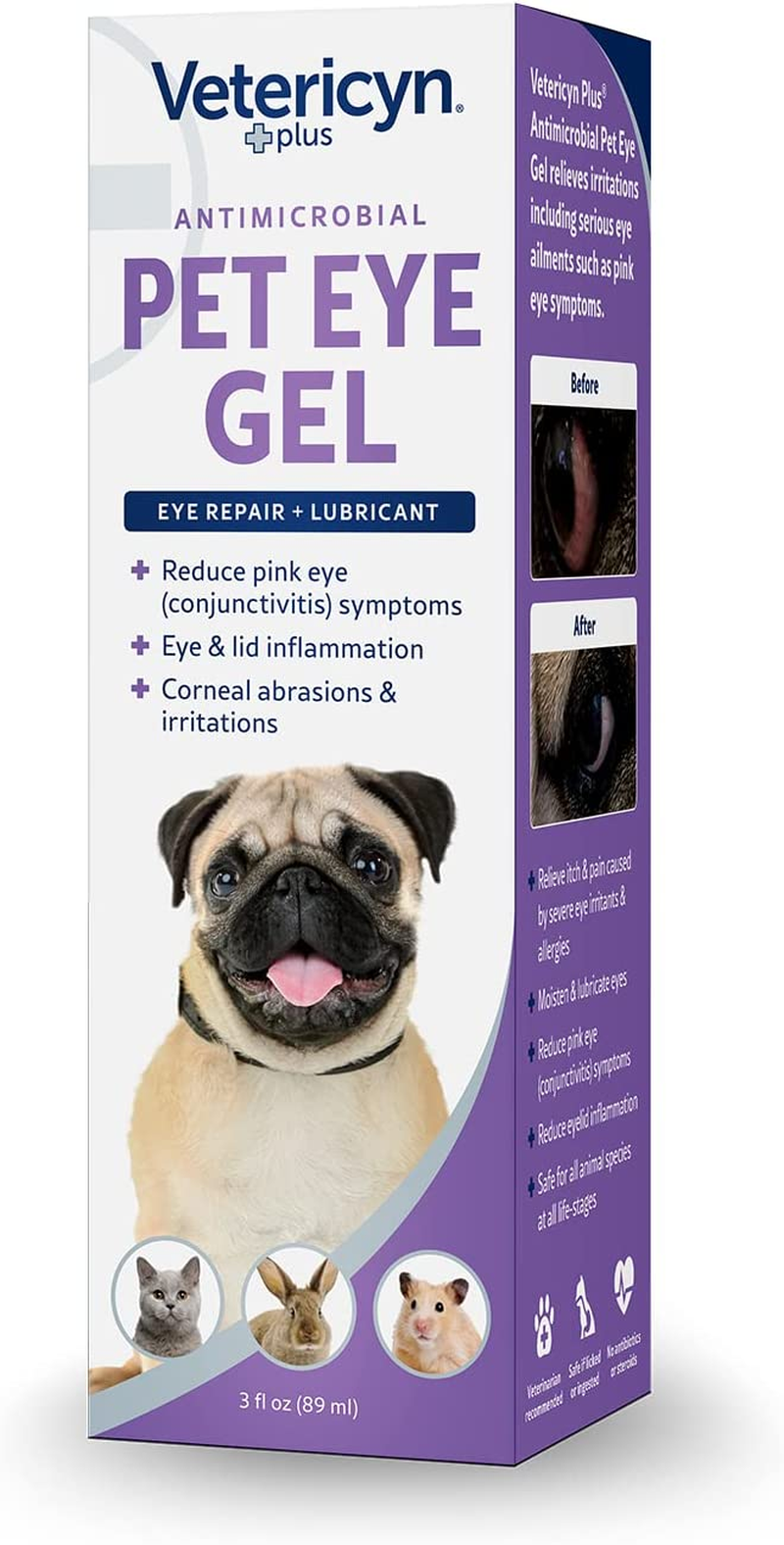 Vetericyn plus Pet Eye Gel | Dog and Cat Eye Ointment Alternative to Lubricate and Relieve Eye Irritations and Abrasions, Reduce Symptoms of Pink Eye in Dogs and Cats. 3 Ounces