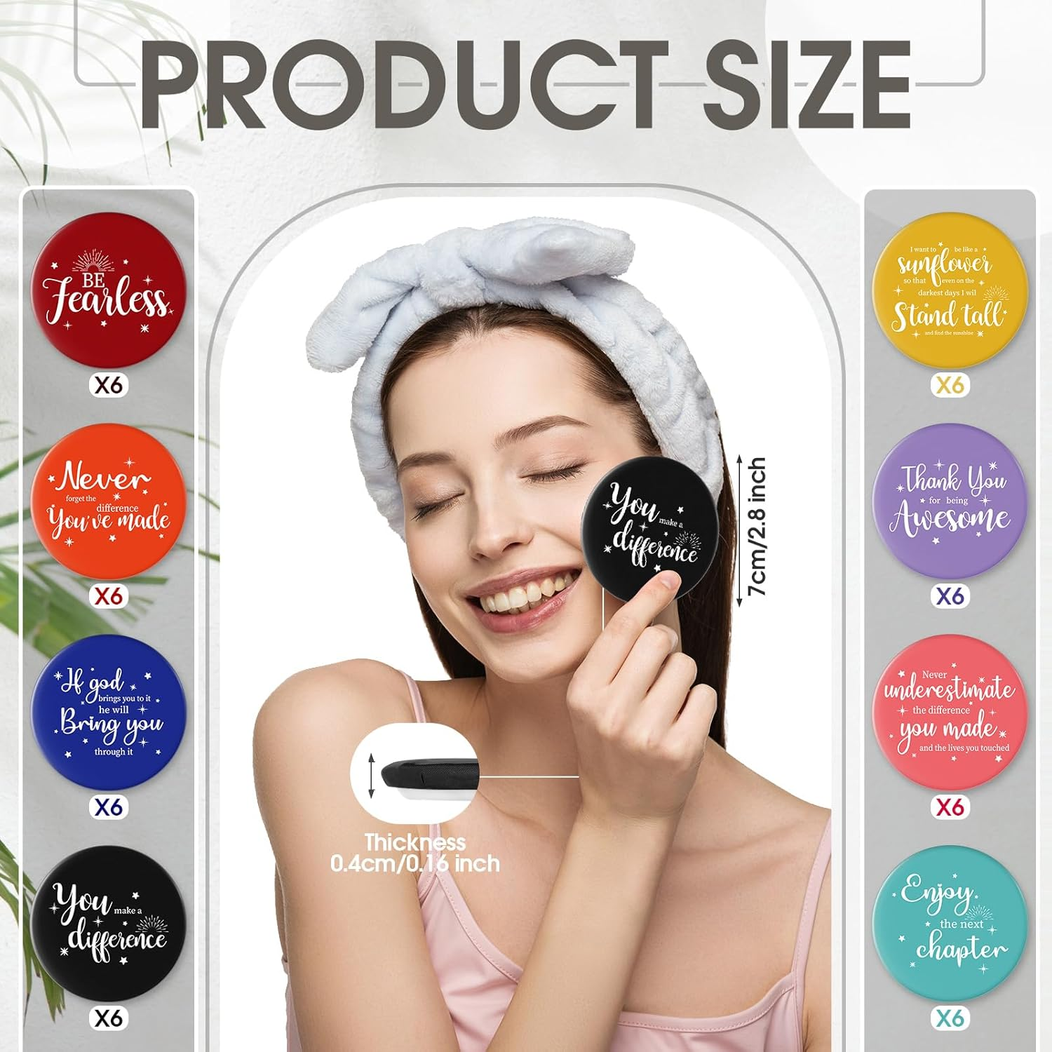 Kigley 48 Pcs Inspirational Compact Mirror for Women Bulk Medical Assistant Gifts 2.8'' Purse Mirror Motivational Office Gift Vet Tech Rad Tech Pharmacy Respiratory Care Coworker (Colorful Base) image number 5