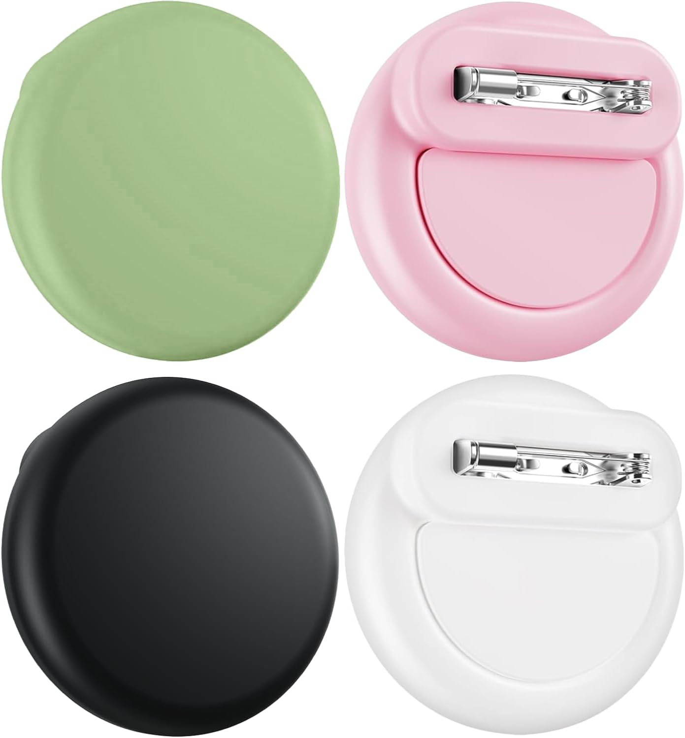 T Tersely【4 Pack】 Waterproof Holder for Airtag 2Nd/1St Generation (2026/2021), Silicone Case Holder with Invisible Pin, anti Lost, for Kids, Elderly, Luggage, Clothing (Black White Pink Green)