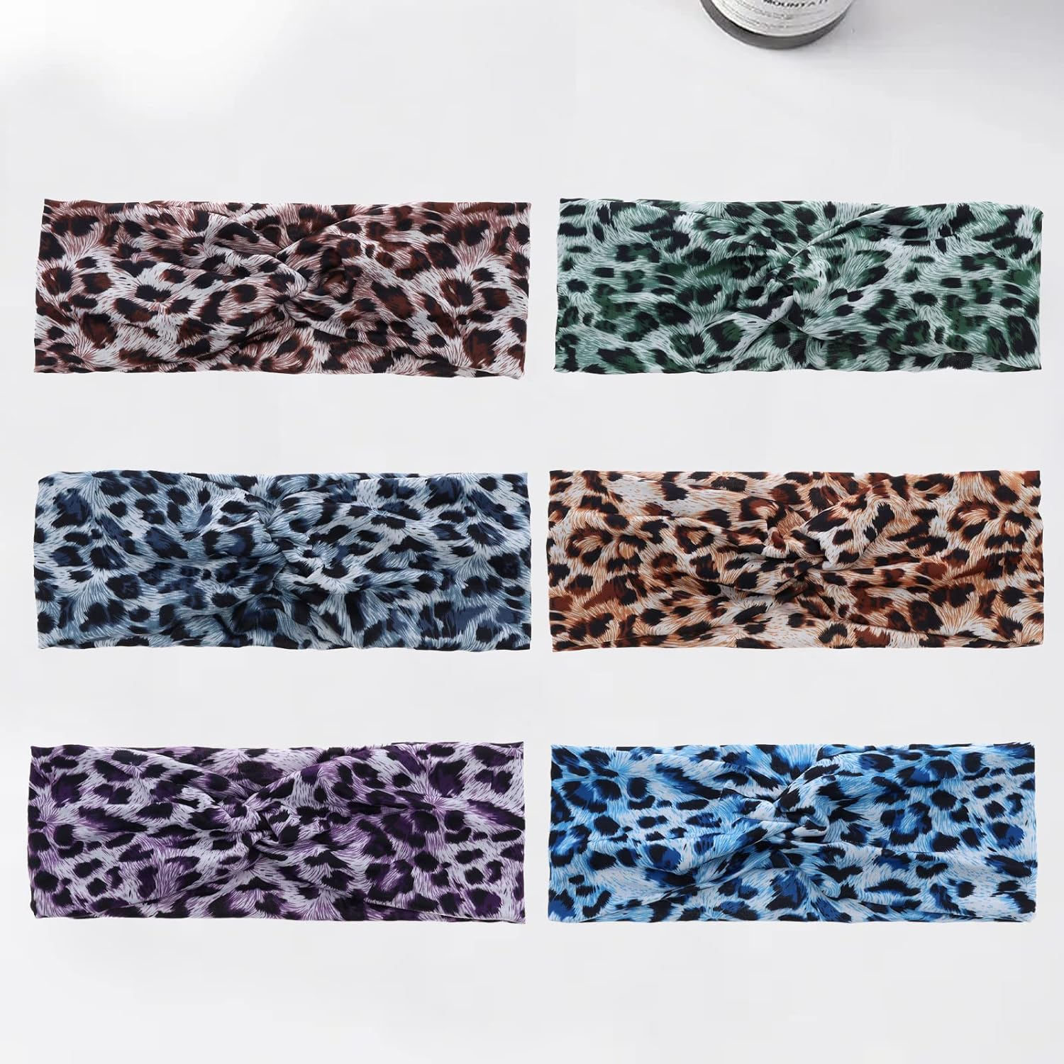 Woration Headband Yoga Leopard Print Cross Wide Elastic Headwear Head Wrap Hairband Twist Turban Knot Headwrap Hair Accessories for Women, Girls - Green - Leopard A image number 6