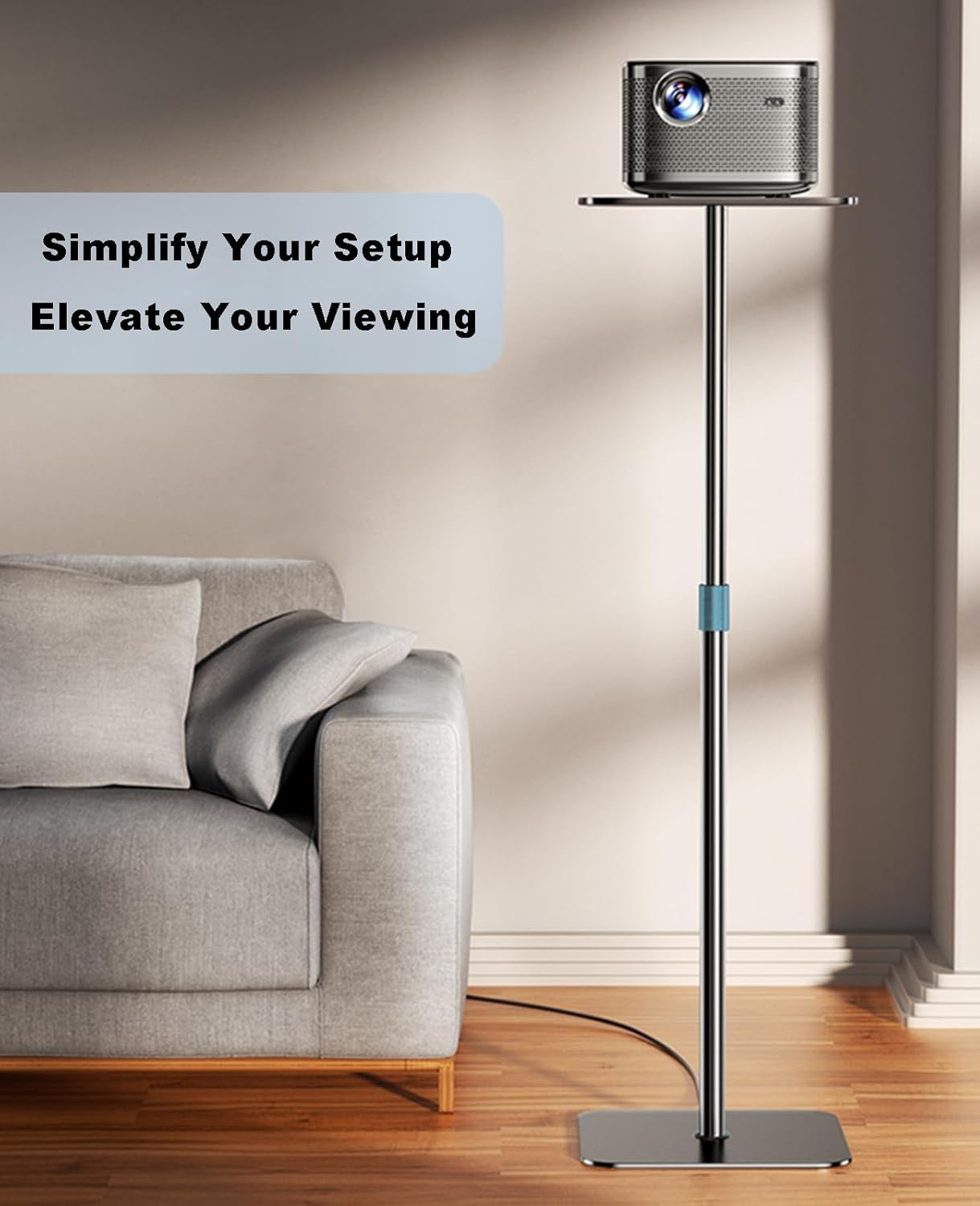 Projector Stand Adjustable Height 41" to 63" Projector Floor Stand with Tray Projector Shelf Stand for Presentations, Home Movie, Studio, Office image number 3