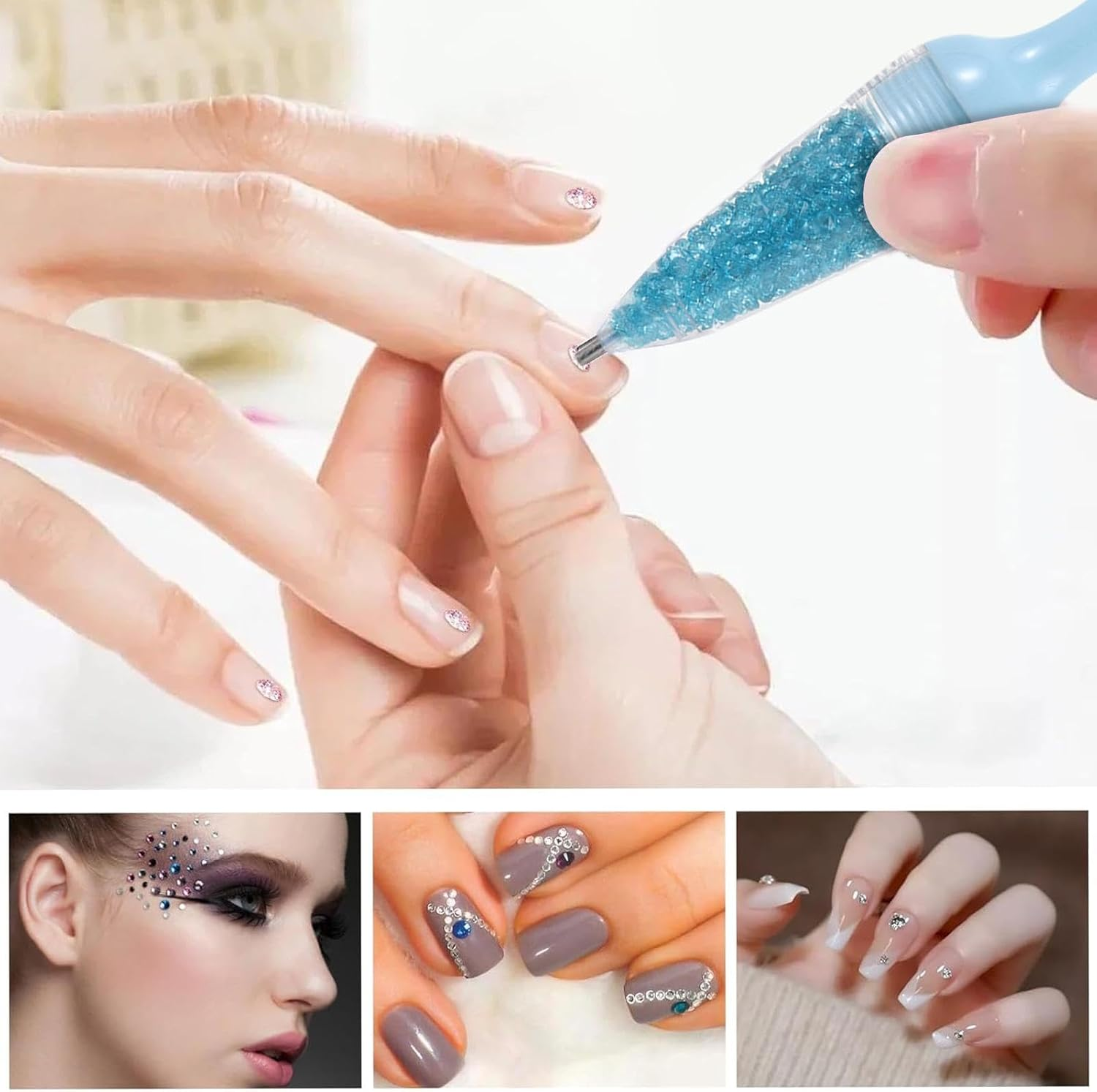 Gem Art Pens - Nail Point Gem Dotting Tool - Comfortable Grip Gem Art Accessories Pens, Flower Pot Shaped Point Drill Pen for Nail Crafts Making image number 2